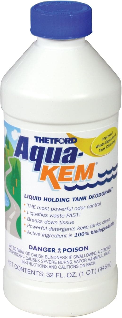 Aqua-KEM Original RV Holding Tank Treatment, Deodorizer, Waste Digester, Cleaner, 32 oz, Thetford 09852