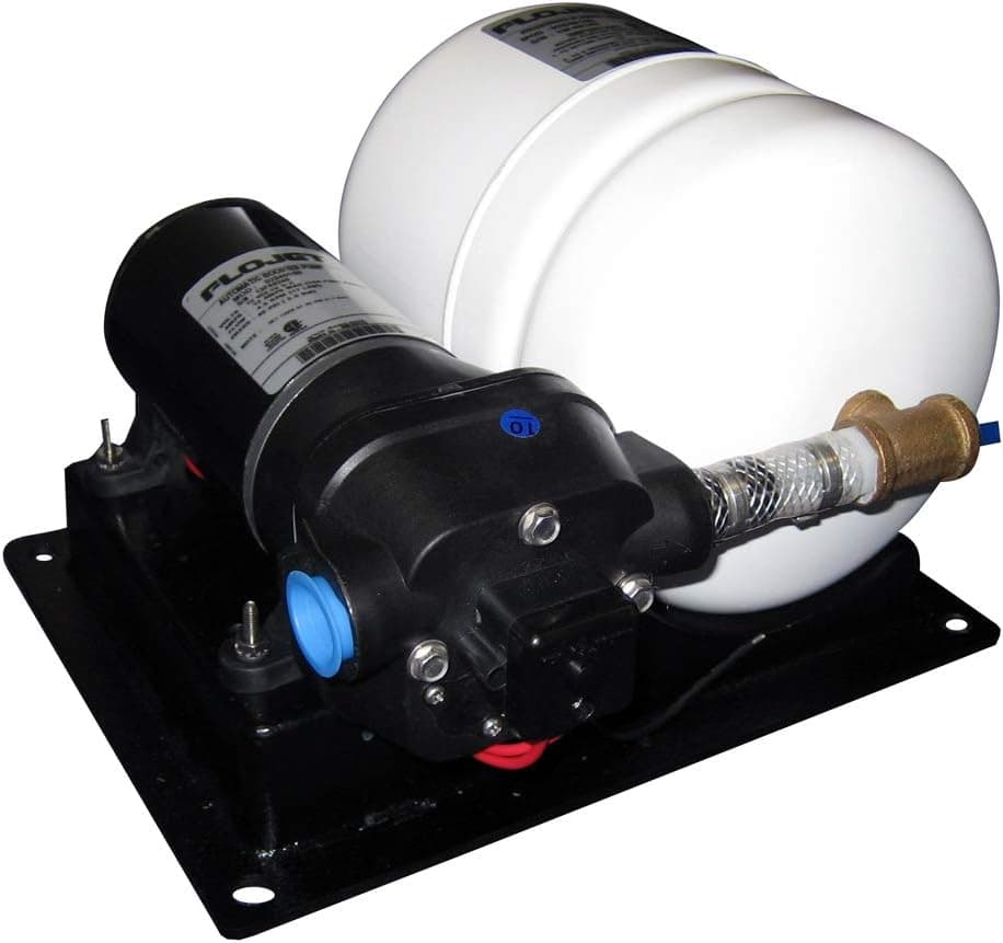 FloJet 02840100A Marine High Volume Water System with Accumulator (4.5+ GPM, 40-PSI, 12-Volt, 11-Amp), Black