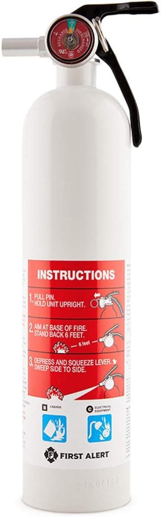 First Alert Fire Extinguisher for Car & Marine Use, UL Rated 10-B:C, AUTOMAR10 FE10GR, White, 1-Pack