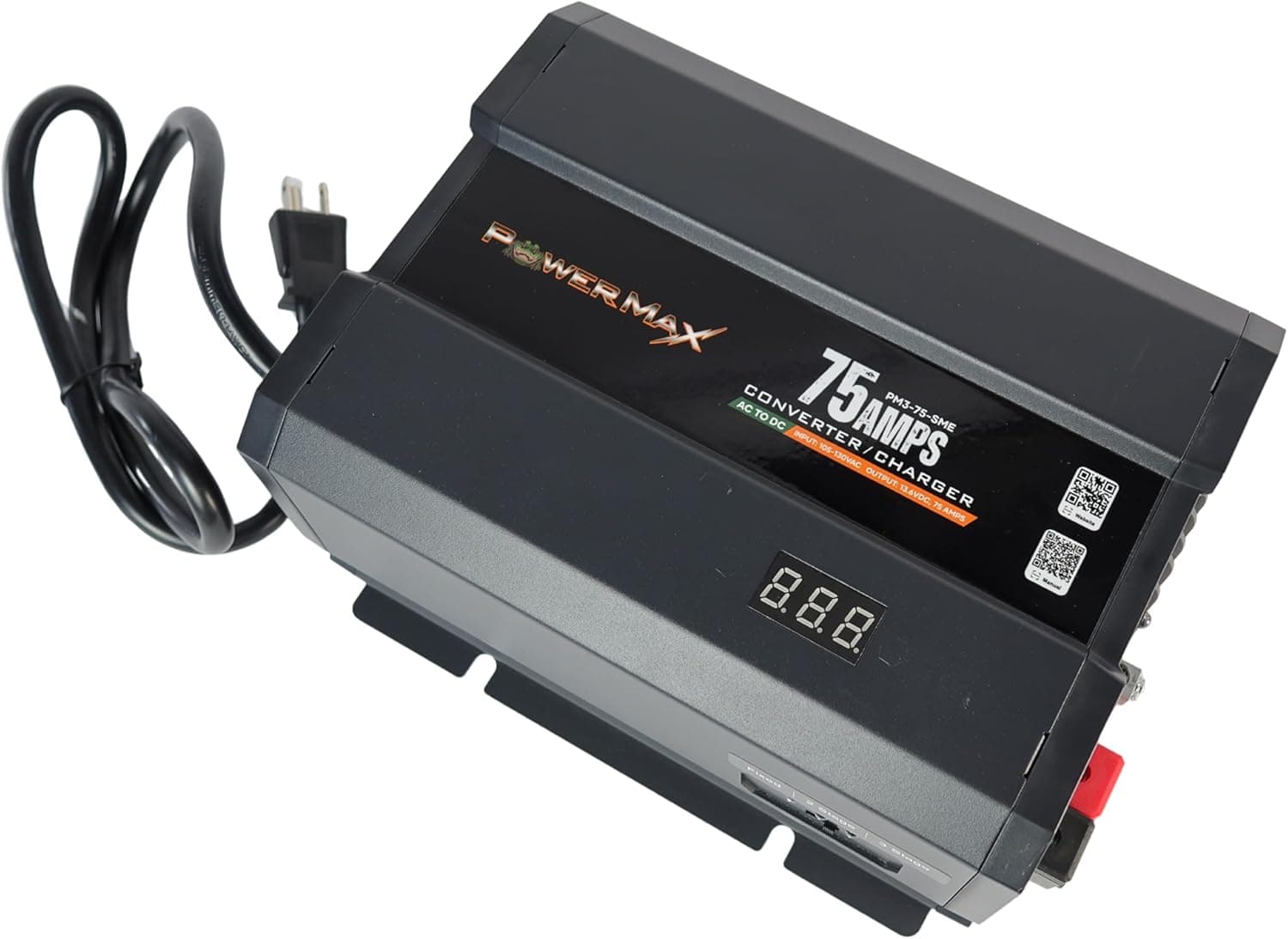 PowerMax PM3-75 RV Power Converter, 110 Volt to 12 Volt DC Power Supply Charger with 75 Amp Capacity
