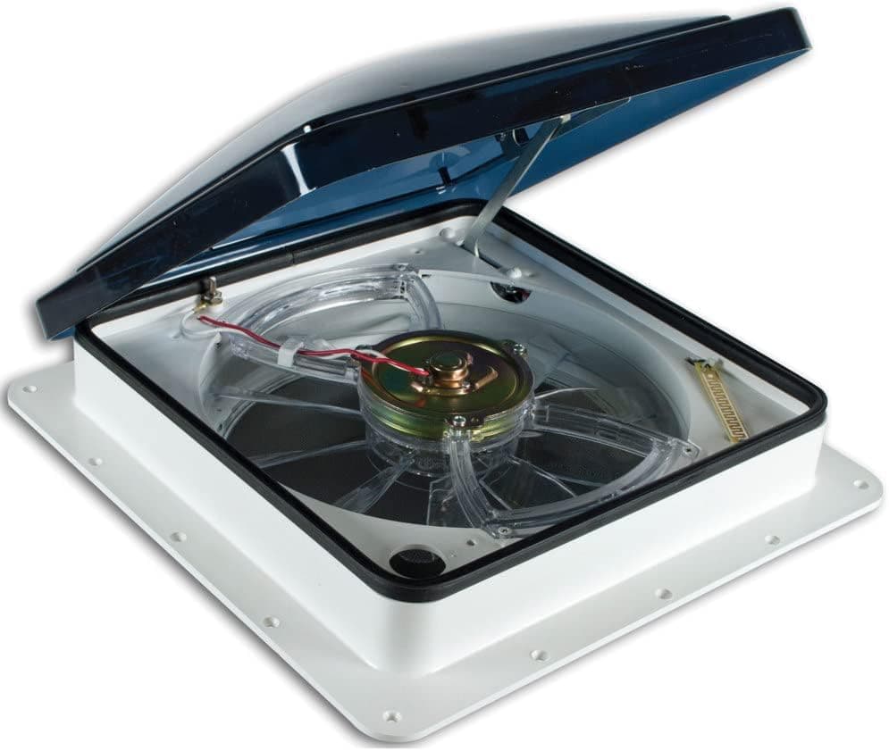 Fan-Tastic Vent RV Roof Vent with Thermostat, Automatic or Manual 3 Speed 12 Volt RV Vent Fan, Automatic Dome Lift and Rain Sensor, Model 3350 (White)