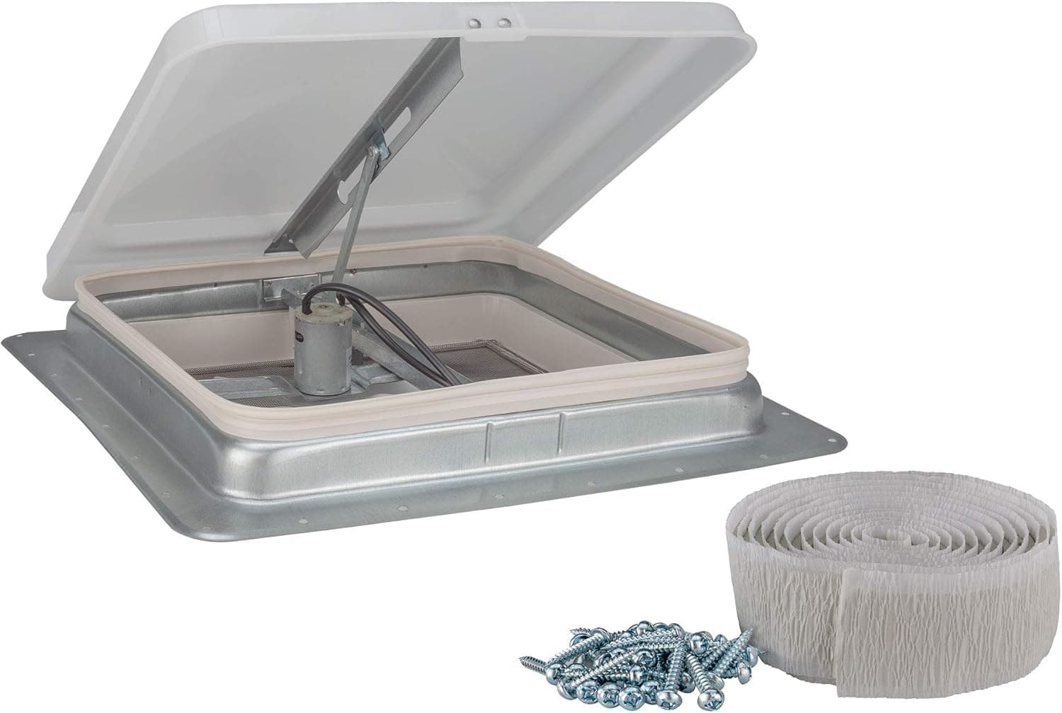 HENG'S 14 inch RV Roof Vent Kit w/Butyl Tape w/12 Volt Fan, White, #71112-C, RV Replacement Vent