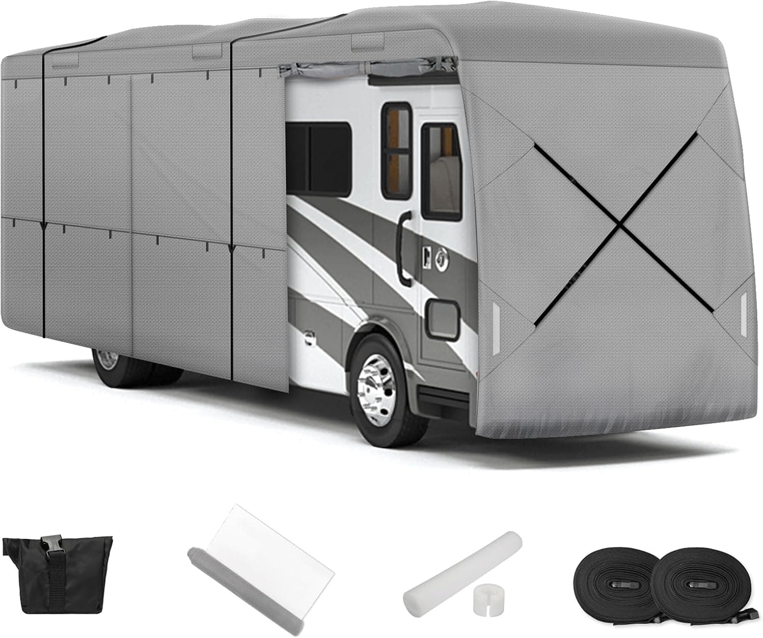 Leader Accessories Windproof Upgraded Class A RV Cover Motorhome Cover Fits 33'-37' RV, Extra Thick 5 Layers Top with Adhesive Repair Patches