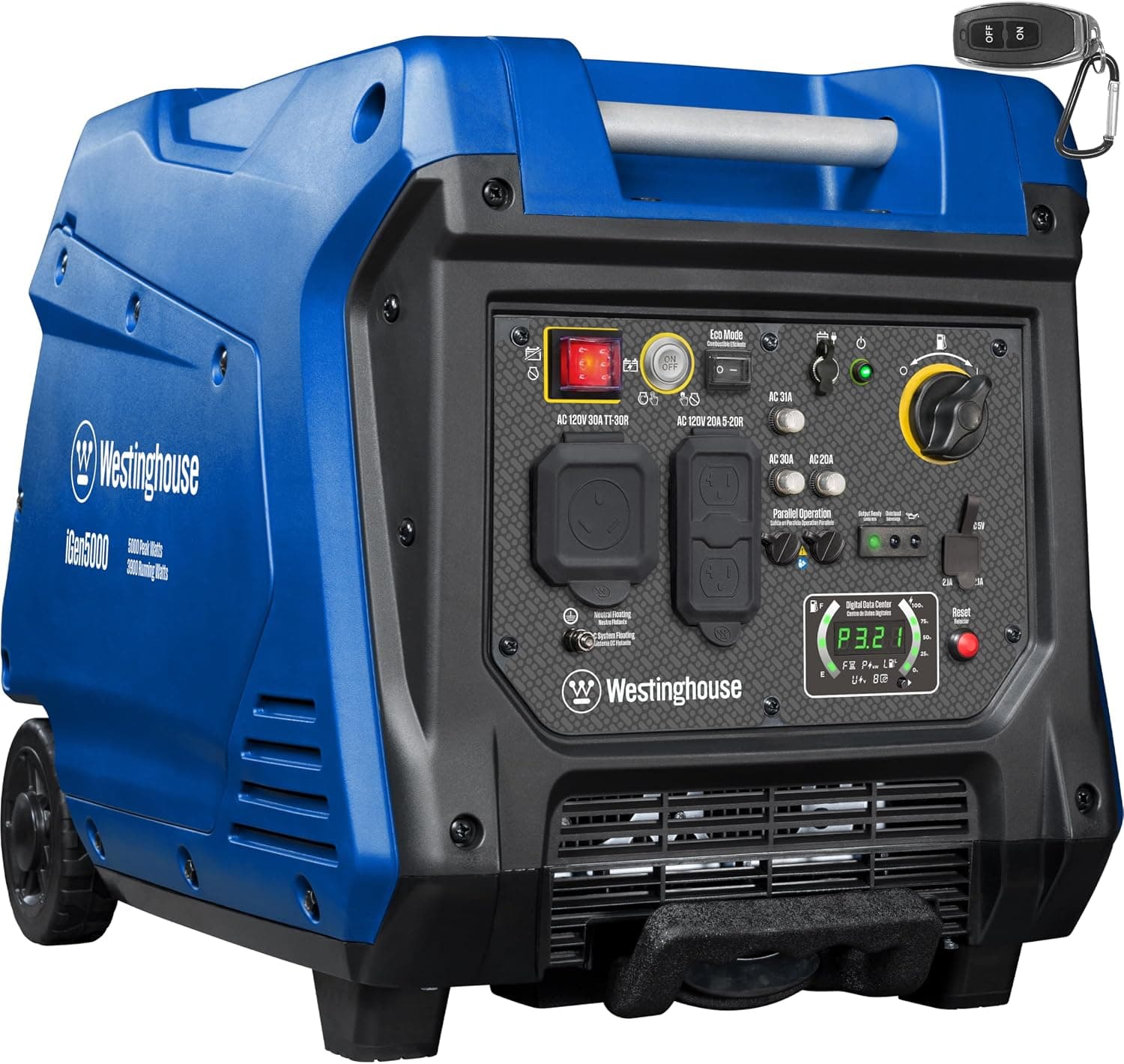 Westinghouse iGen4500 5000 Peak Watt Super Quiet Portable Inverter Generator, Remote Electric Start, RV Ready, Gas Powered, Parallel Capable
