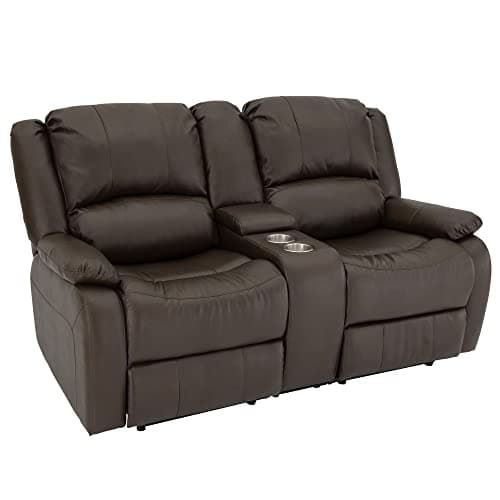 RecPro Charles RV Wall Hugger Recliner | 67" Chestnut | 12" Center Console, Retractable Footrest System, Space Saving, Reclines Independently