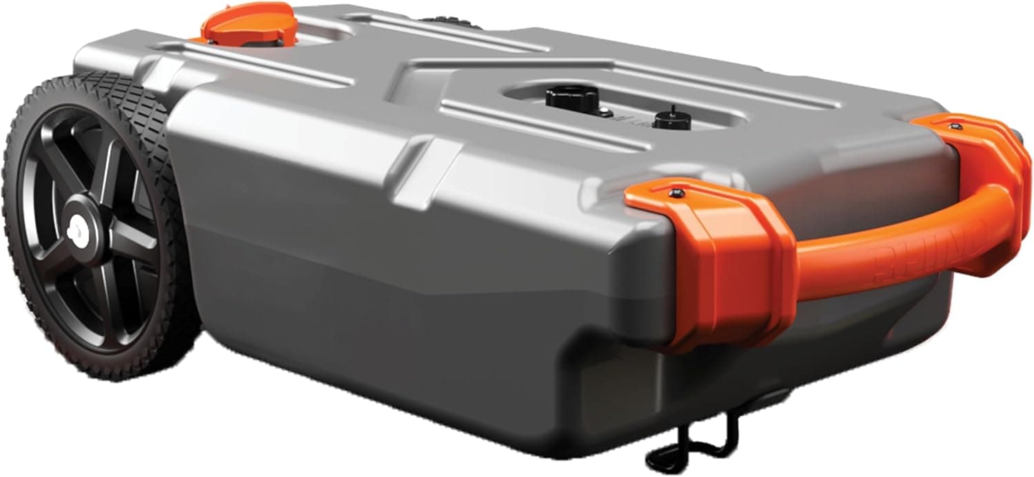 Camco Rhino 15-Gallon Portable RV Tote Tank with No-Flat Wheels (39000)