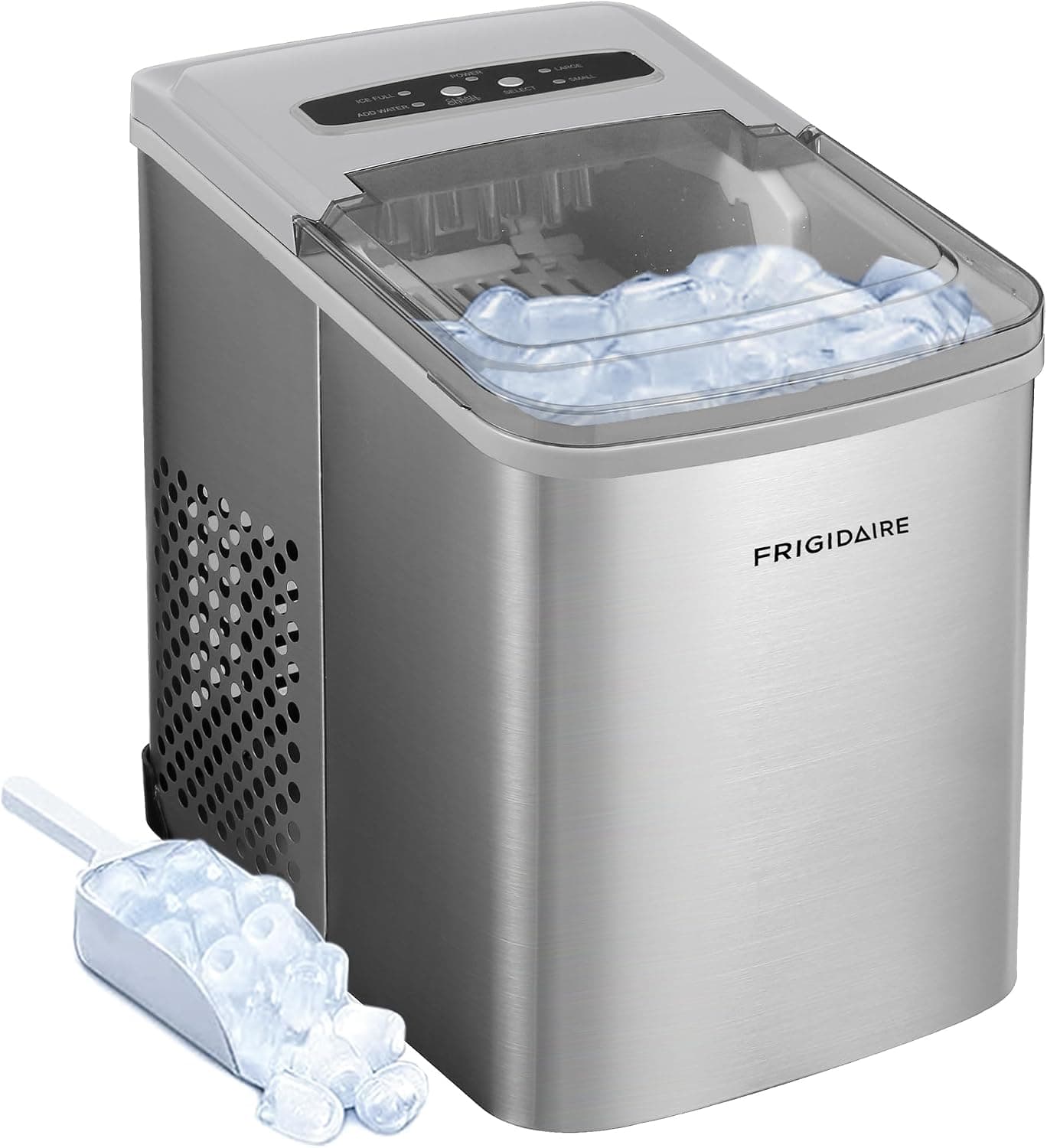 Frigidaire 26 Lbs per Day Portable Compact Ice Maker, Ice Making Machine, Stainless, Medium