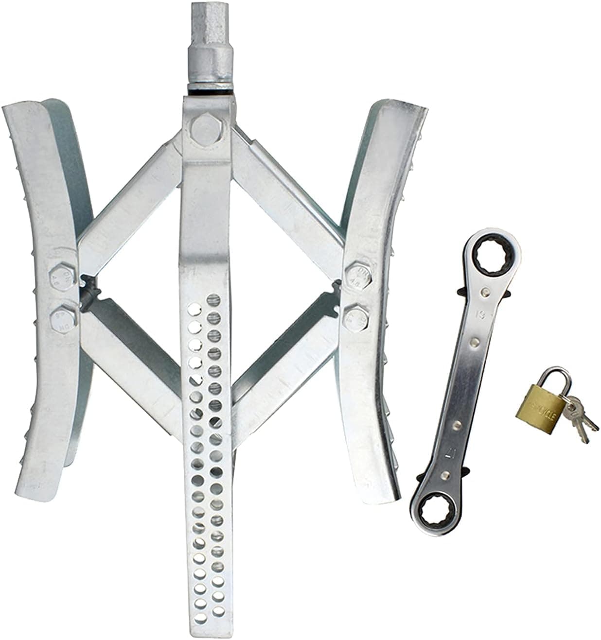 Dumble RV Tire Chock Trailer Wheel Lock RV Wheel Stabilizer, Metal Locking Wheel Stop RV Scissor Wheel Chocks 1-Pack