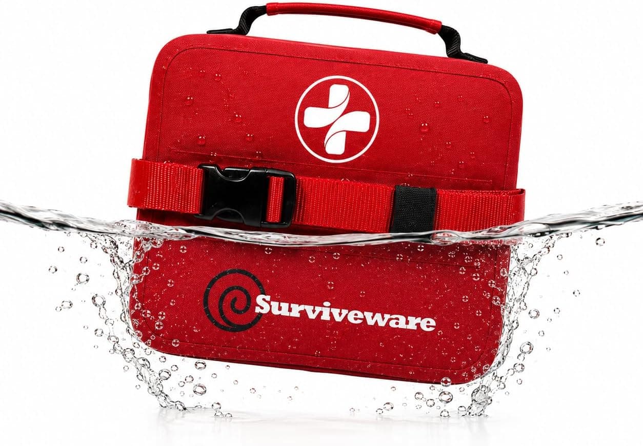 Surviveware 184 Pcs Comprehensive Waterproof Premium Survival First Aid Kit - Medical Emergency Kit for Travel Camping Gear, Home Essentials & Outdoor Emergencies
