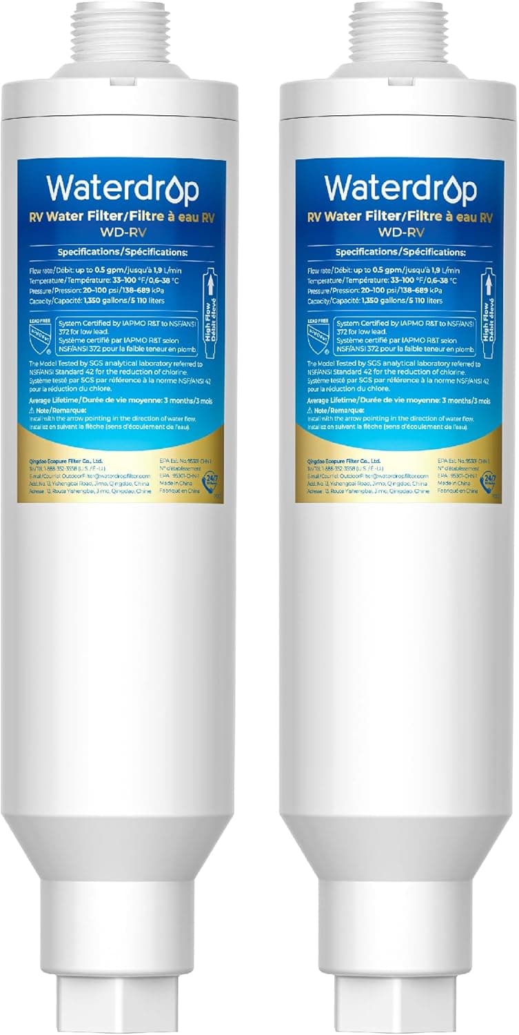 Waterdrop RV/Marine Water Filter, Camper Water Filter, NSF Certified, Garden Hose Filter, 2 Pack