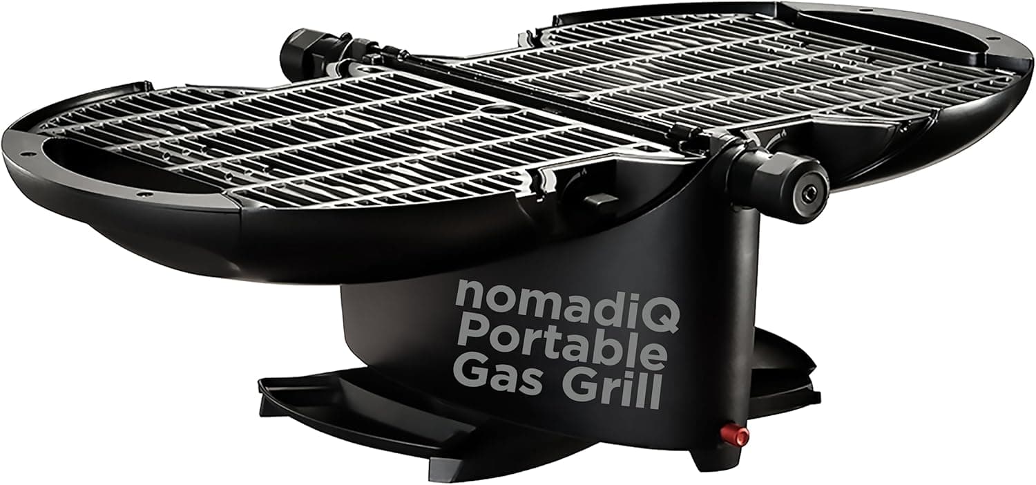 NOMADIQ Portable Propane Gas Grill, Small Lightweight Tabletop BBQ for Camping, Tailgating, RV, Boats