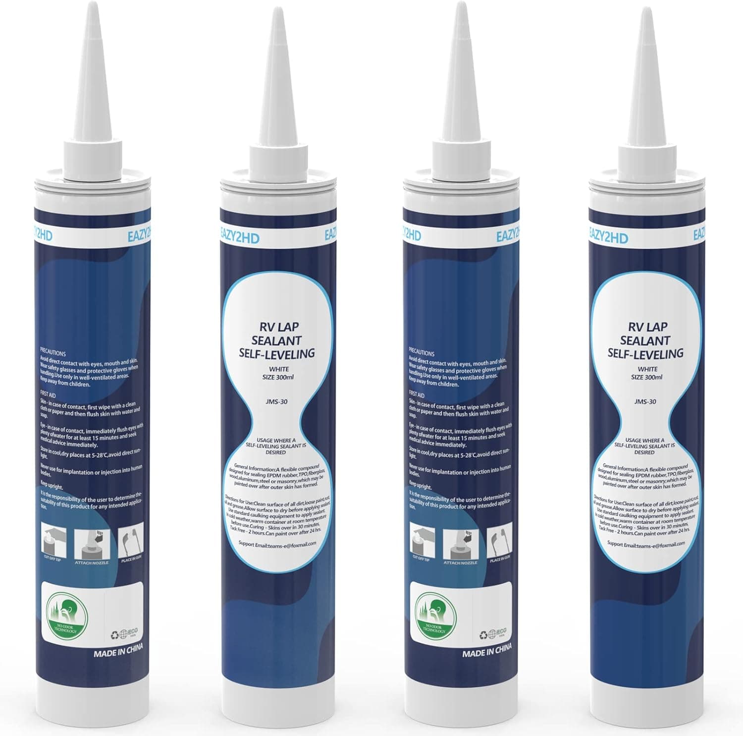 Eazy2hD 4 Packs RV Sealant Caulking Self Leveling for RV Roofs, White Flexible Repair Lap Sealant for Rubber Roof on Trailers, Motorhomes, Campers