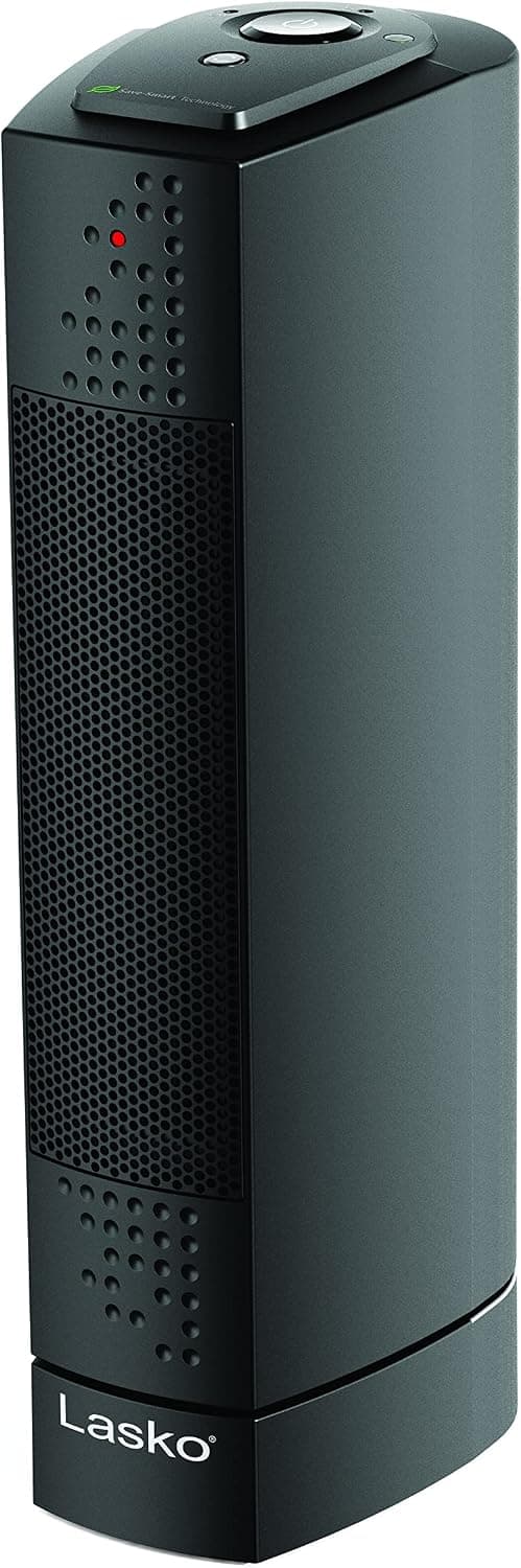 Lasko CT14101 Oscillating Ceramic Slim Tower Desktop Space Heater, 14 Inches, Black, 1500W