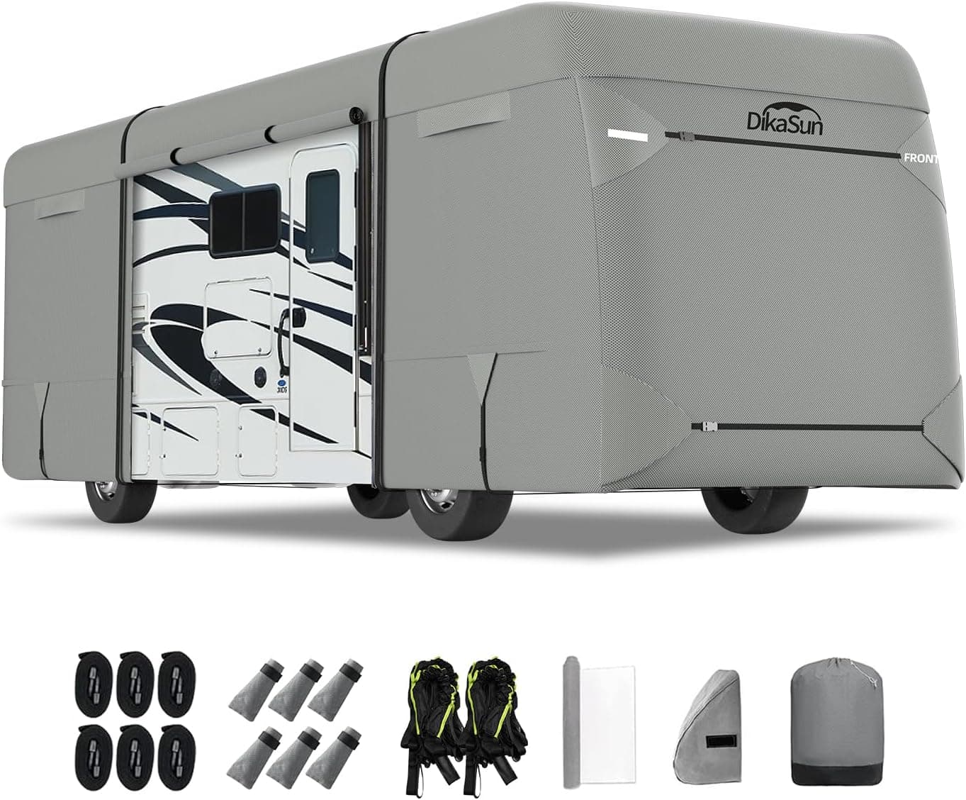 Class A RV Cover 7 Layers Top 37' to 40' Watertight Motorhome Winter Cover Anti-UV Heavy Duty Rip Resistant with Toy Hauler Cover Protection