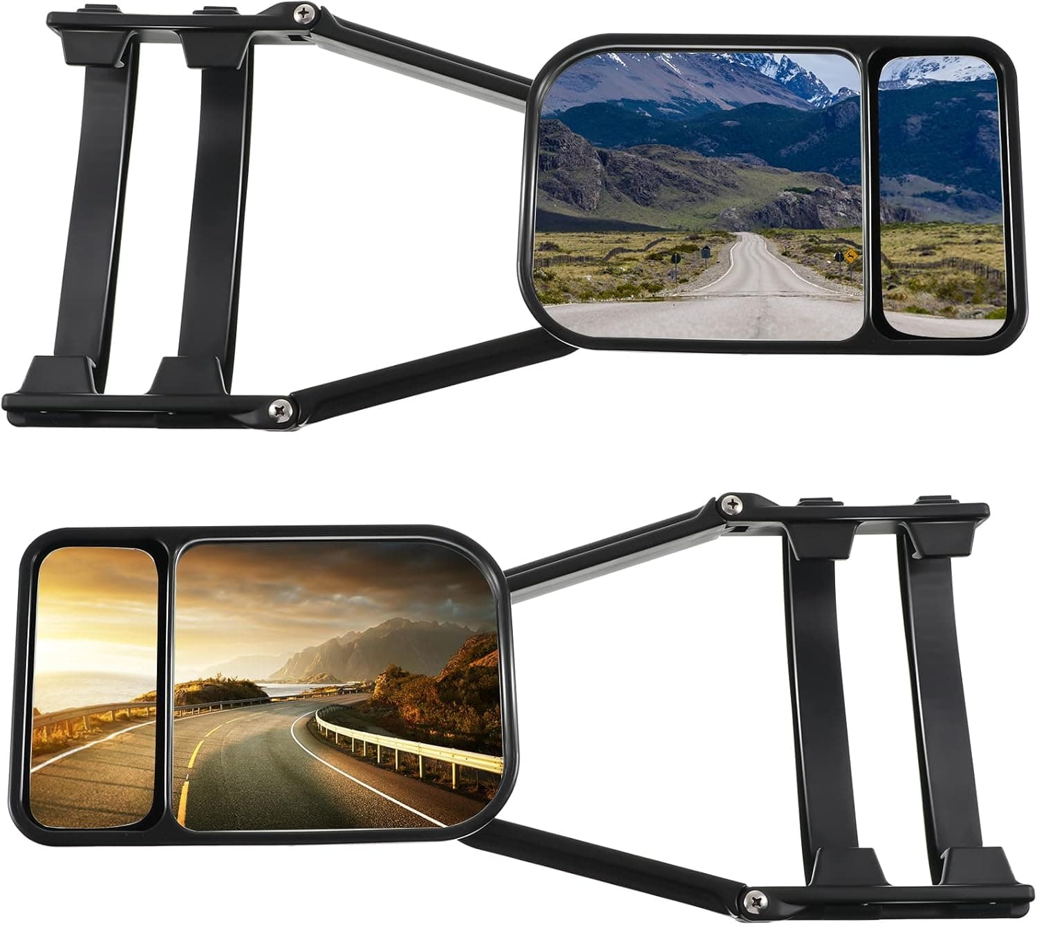 Black Car Towing Mirror Clip on Side Extension Towing Mirror 360 Degree Rotation Adjustable Dual View Tow for Car Truck Auto Caravan (2 Pcs)