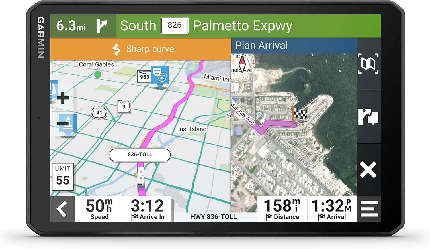 Garmin RV 895, Large, Easy-to-Read 8 inch GPS RV Navigator, Custom Routing, High-Resolution Birdseye Satellite Imagery, Directory of Parks and Services, Landscape or Portrait View Display