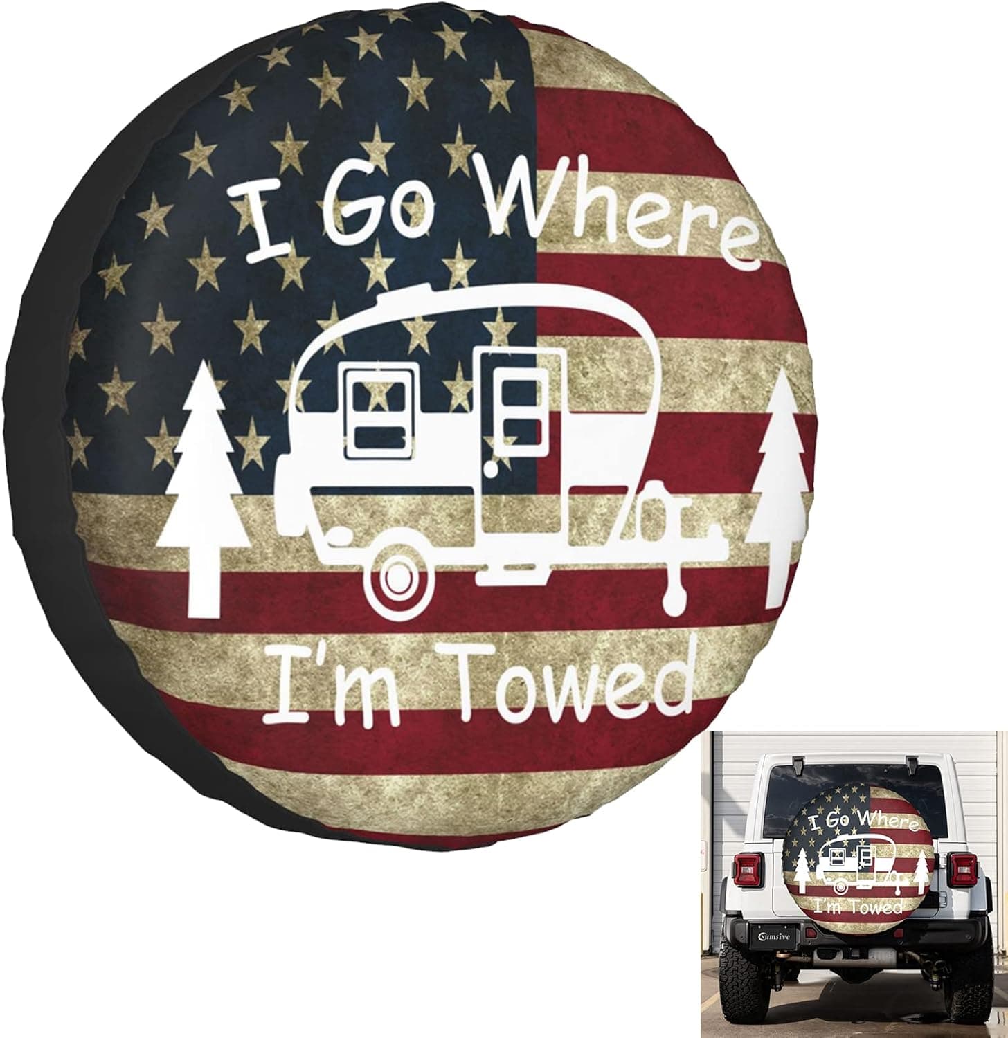 Spare Tire Cover Wheel Covers for RV Tires Camper Tire Cover Protectors for Trailer RV SUV Truck (I Hate Pulling Out, 15" fits Tire Diameter 27.6''-29.5'')