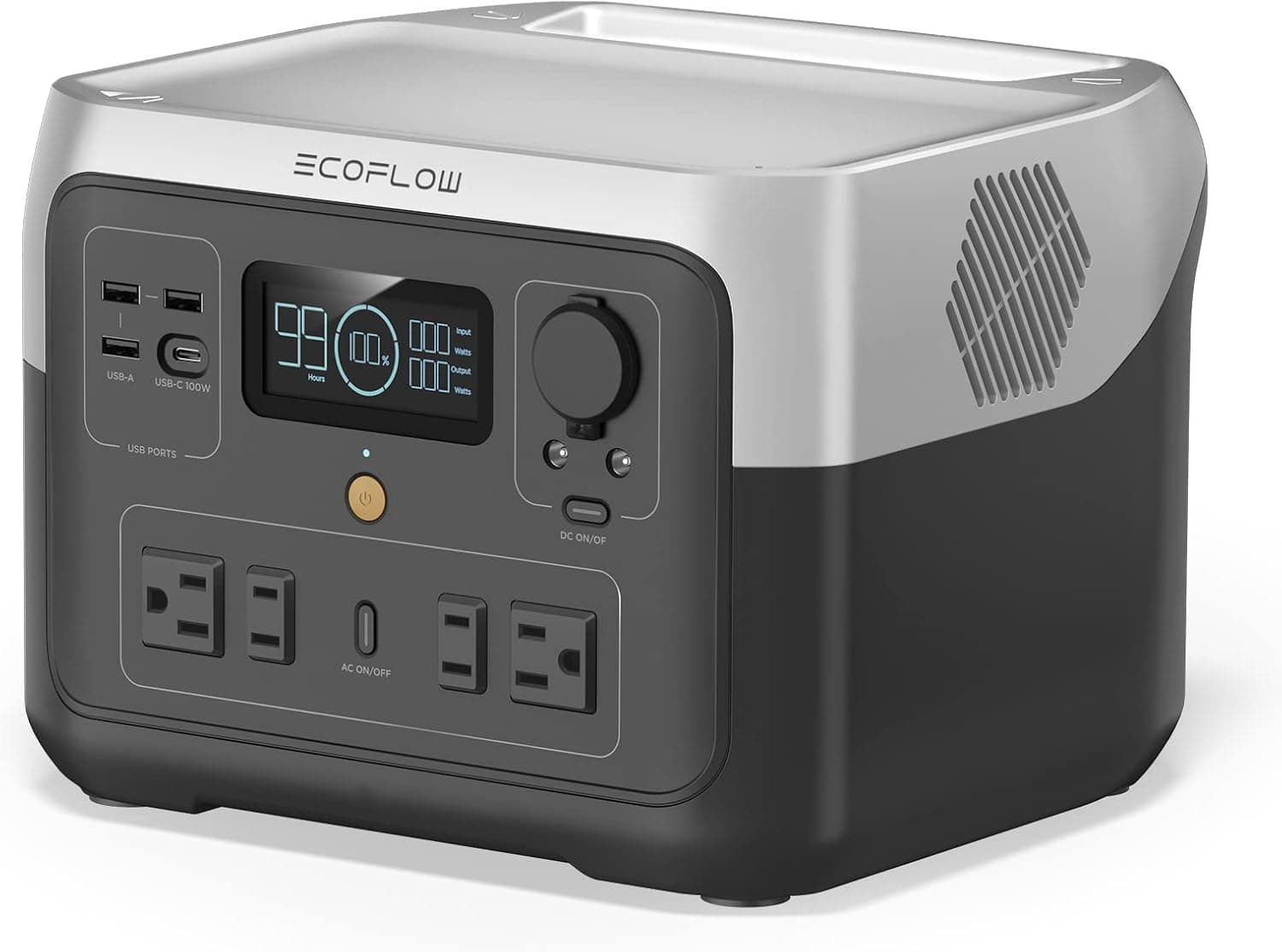 EF ECOFLOW Portable Power Station RIVER 2 Max, 512Wh LiFePO4 Battery, Up To 1000W Output, Solar Generator, Black