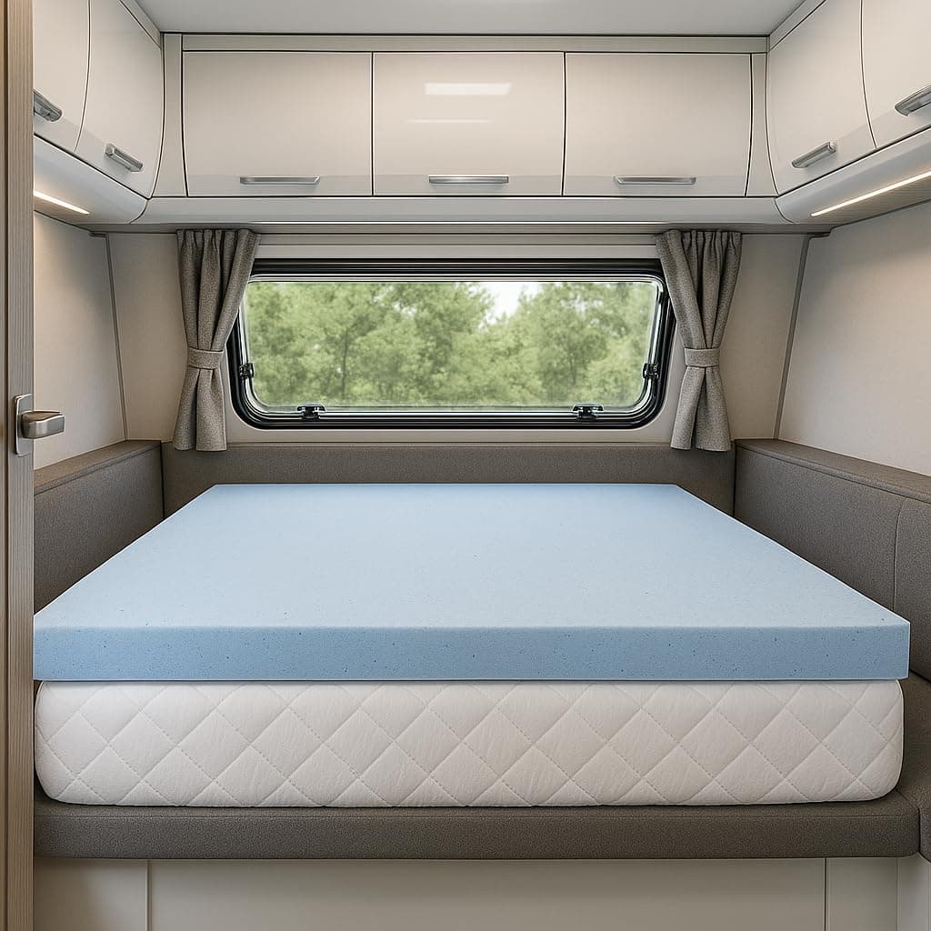 Lounj 2 Inch RV Gel Memory Foam Mattress Topper, Bunk (35x75), Blue