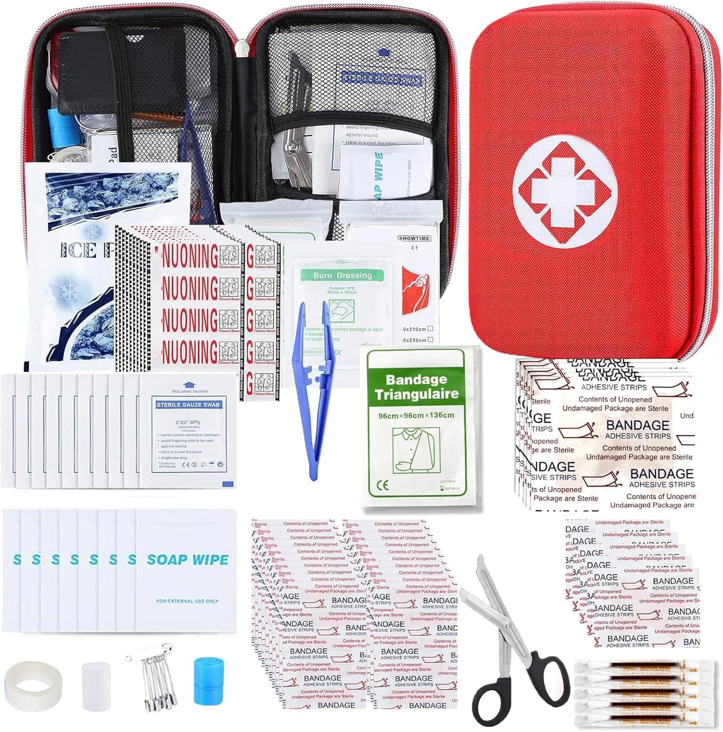276PCS First Aid Kit Home Car Camping Hiking Emergency Supplies Small Compact Bag for School Outdoor, Basic Outdoor Essentials Survival Kit for Travel AMORNING