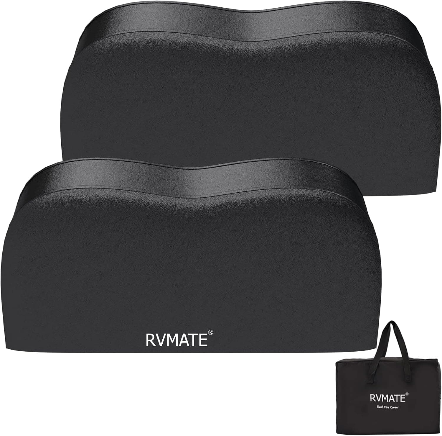 RVMATE RV Tire Covers, Dual Axle Wheel Cover (2 Pack) Fits 27"-30" Diameter Tires, Waterproof Anti-UV Black Dual Tire Covers for Truck/Trailer
