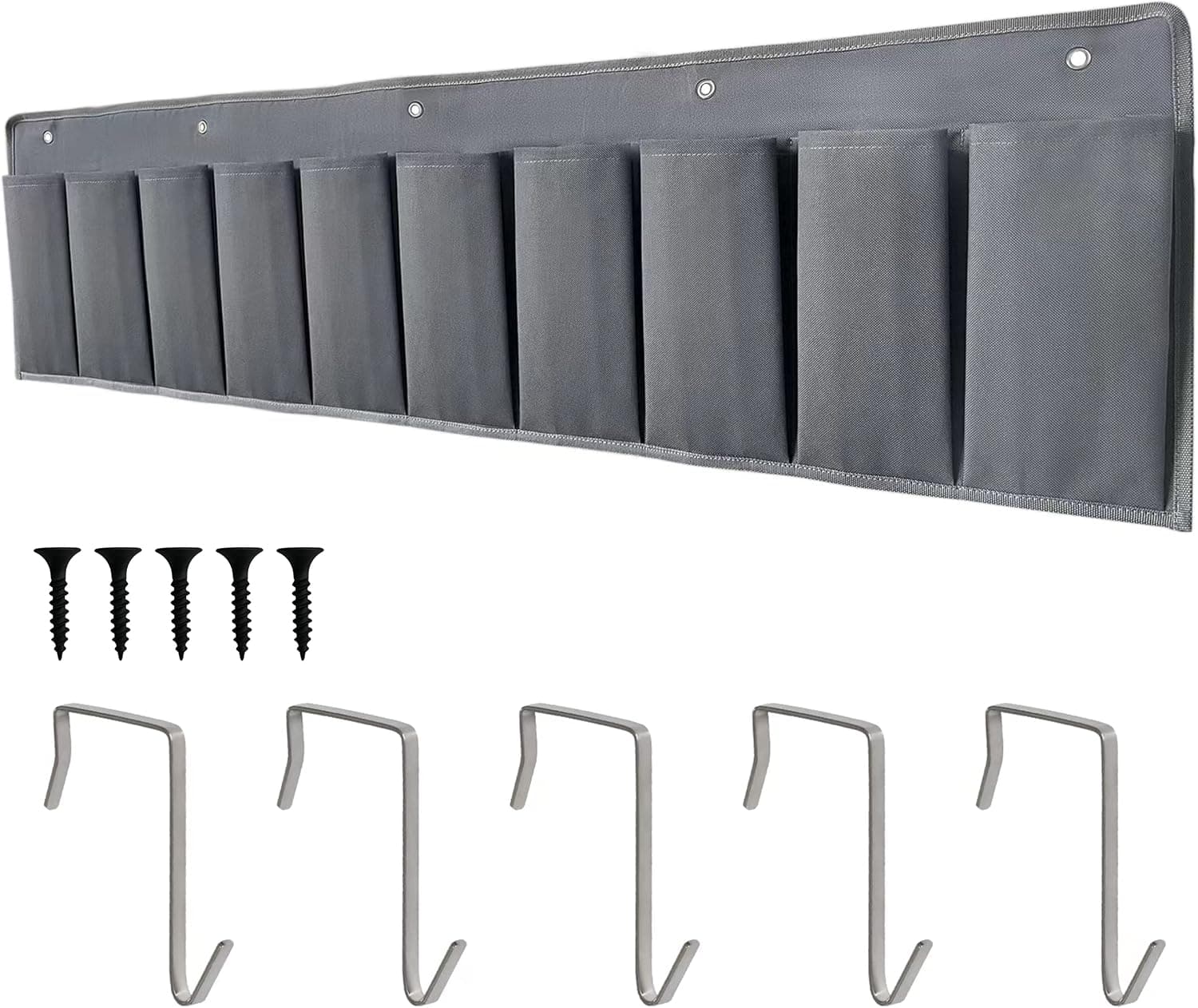 RVZONE RV Shoe Pockets, 10 Pockets Heavy Hanging Bedside Storage Organizer with Sturdy Hooks for Shoes Toys and Tools