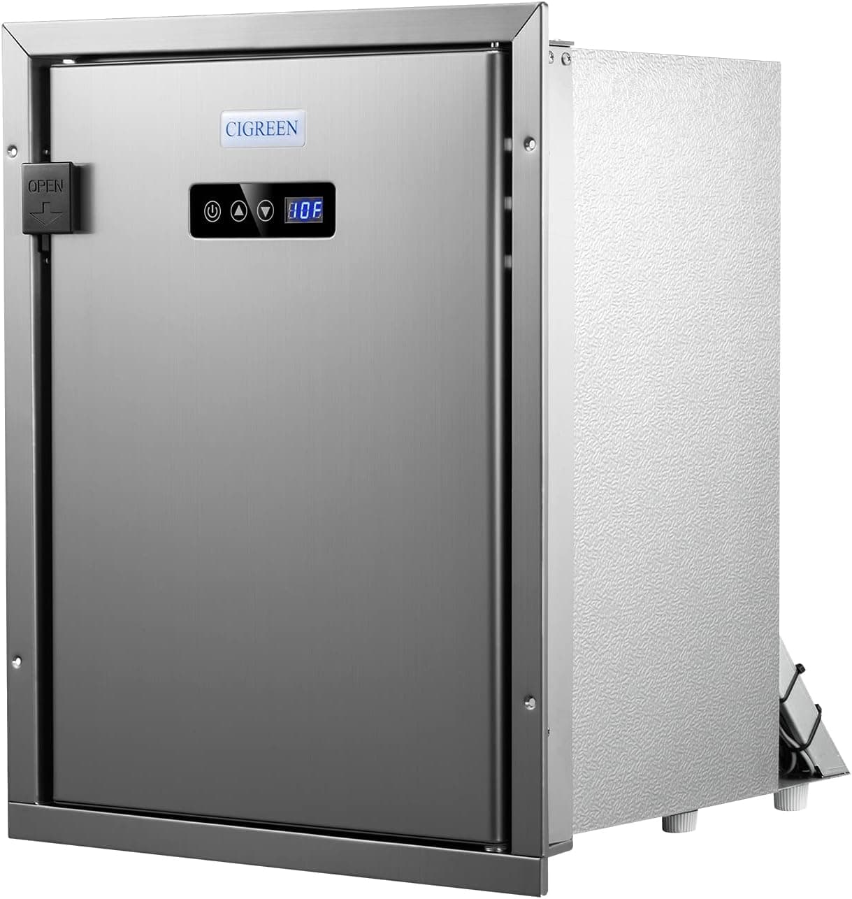 CIGREEN 12 Volt RV Refrigerator Built-in Fridge Compressor with Freezer (Silver Stainless Steel, 40L)