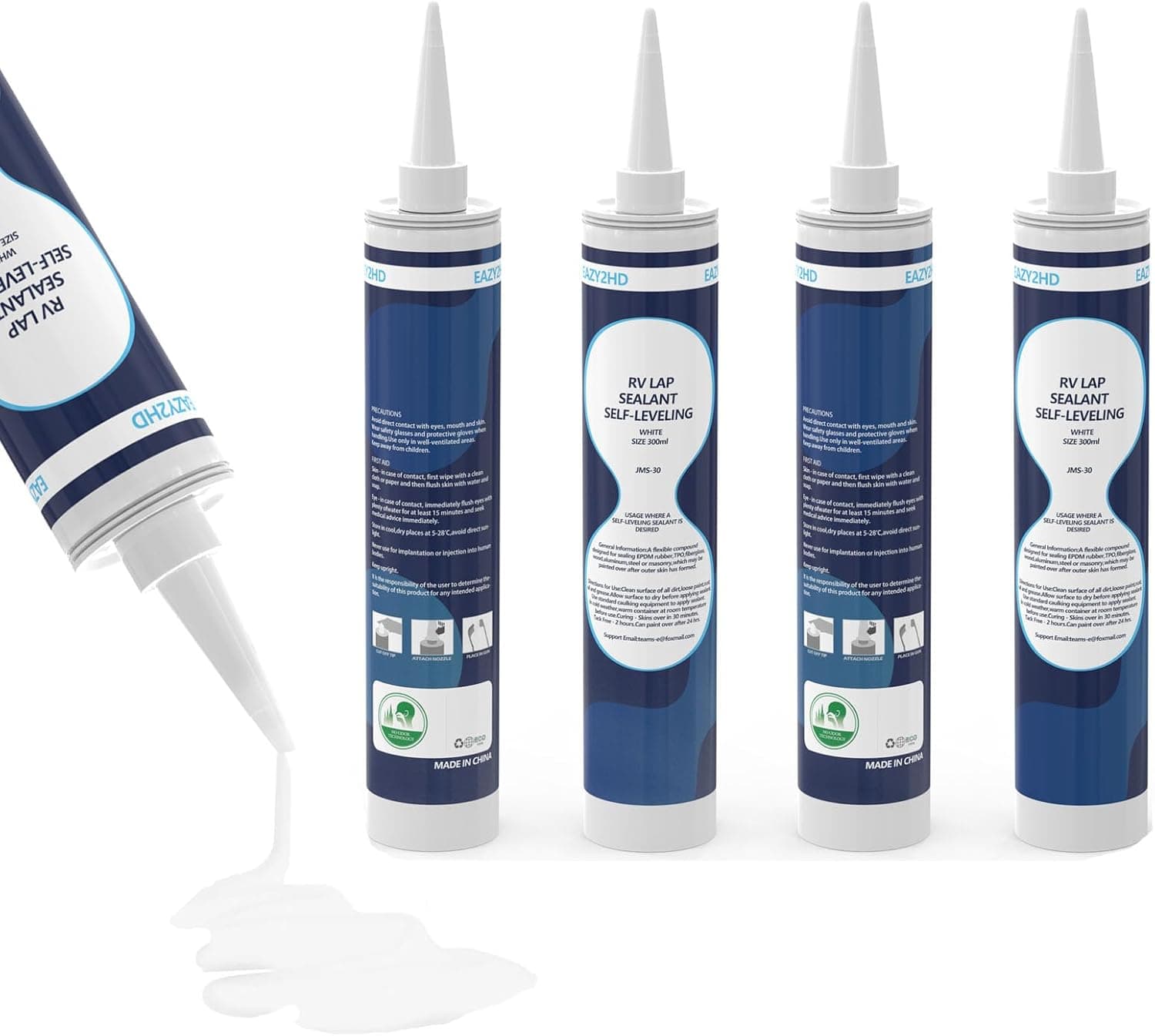 Eazy2hD 4 Pack RV Self Leveling Lap Sealant for RV Roofs, RV Roof Sealant, Camper Caulking, Camper Sealer for Rubber Roof on Trailers, Motorhomes, Campers