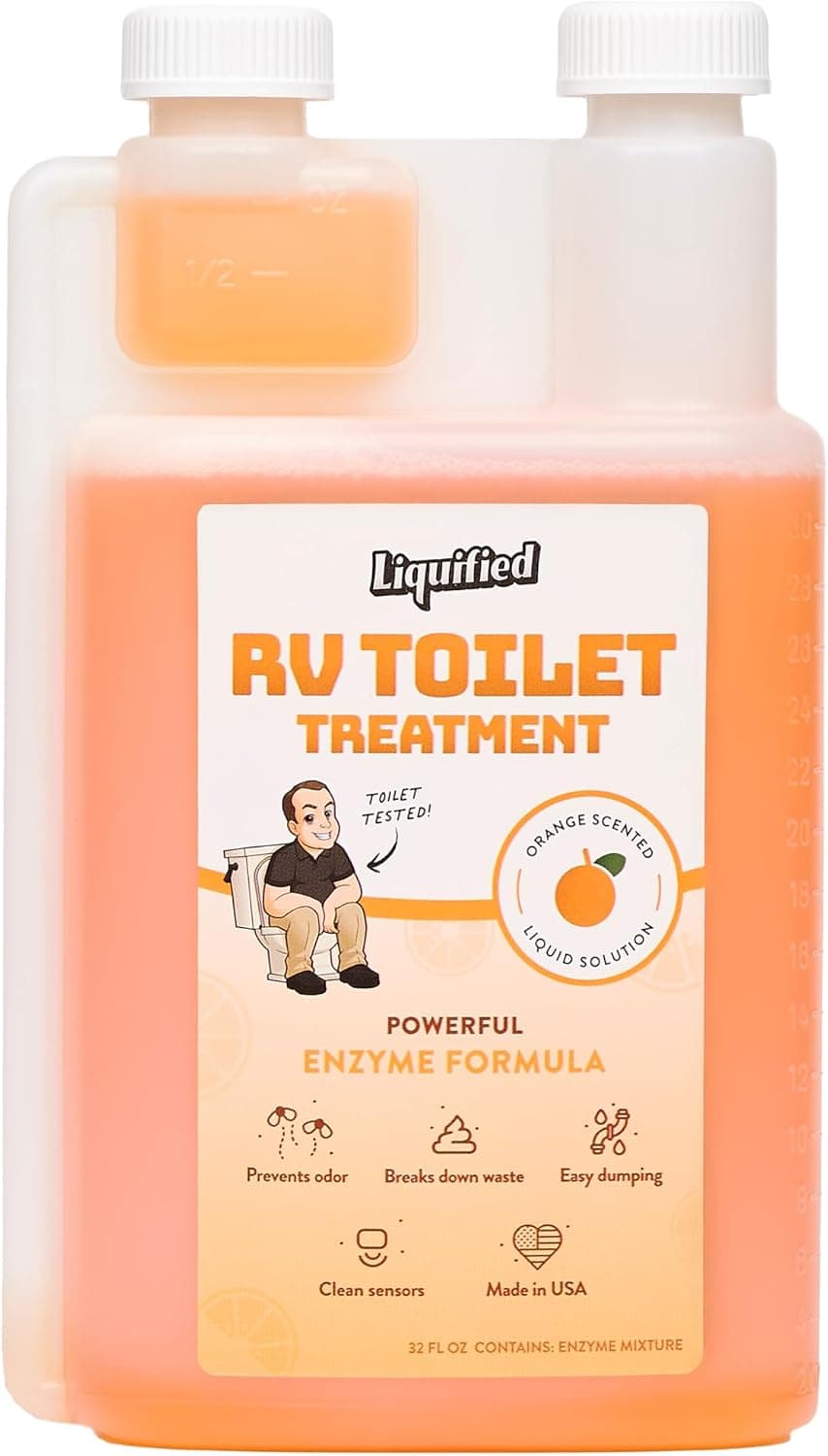 Liquified RV Toilet Treatment, Black Holding Tank Digester, Odor Eliminator, Orange Scent, 32 oz
