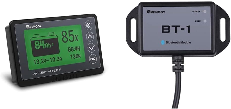 Renogy 500A Battery Monitor with Shunt plus Bluetooth Module RJ12 Communication Port, 12V Lithium Sealed Gel Flooded