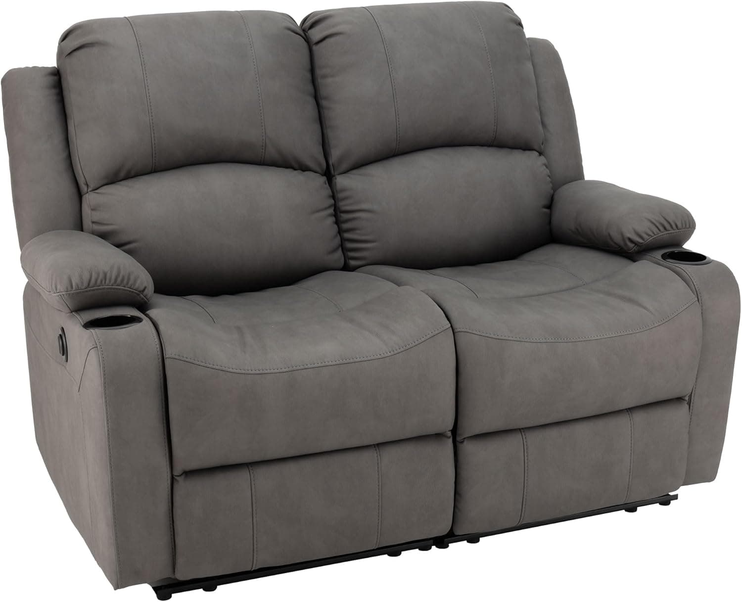 Camper Comfort 58 inch Wall Hugger Reclining Theater Seats, Double Recliner Sofa (Powered, Slate)