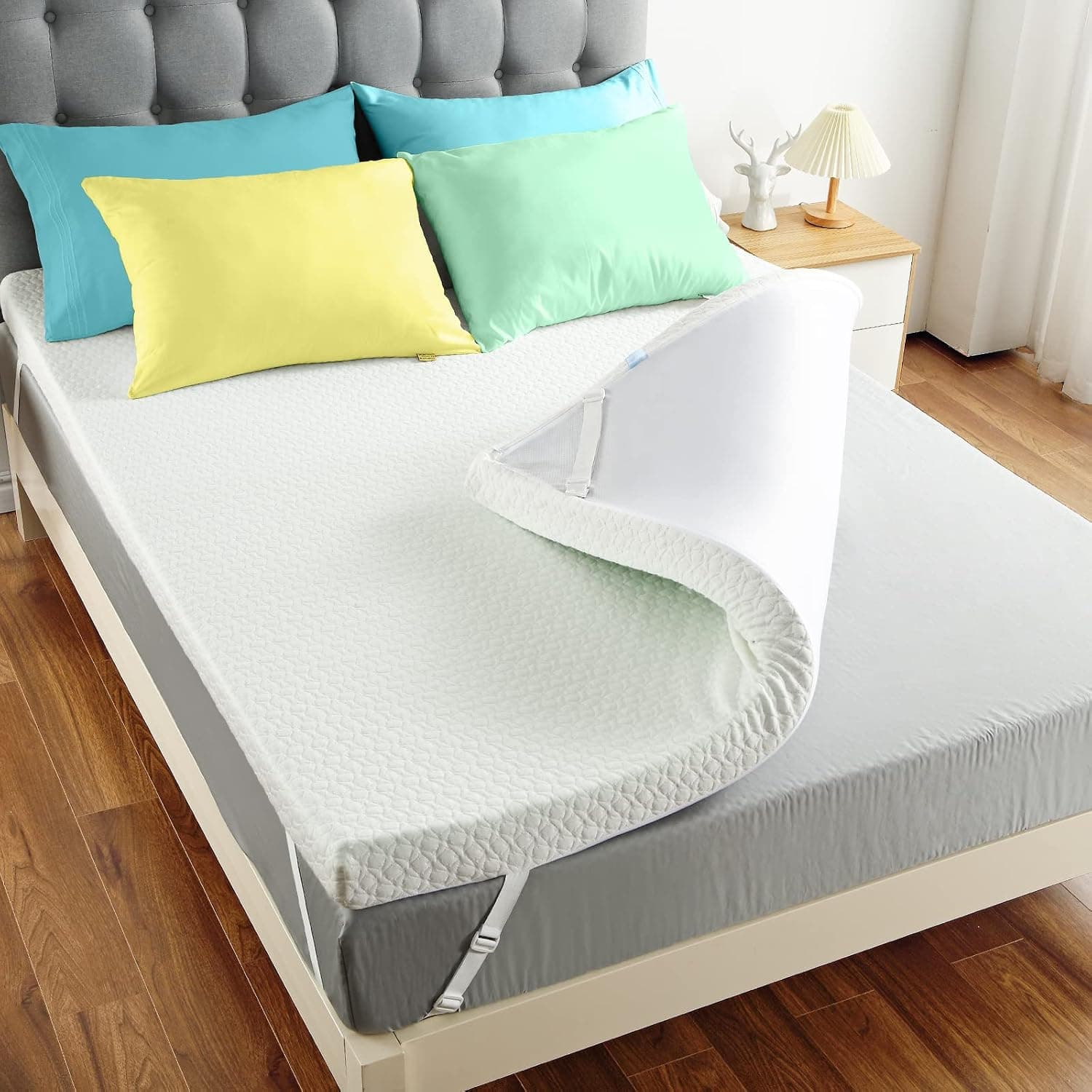 Mattress Topper RV Short Queen (60x75), 4-Inch Medium Firm Memory Foam with Removable Bamboo Cover, for Camper Trailer Truck