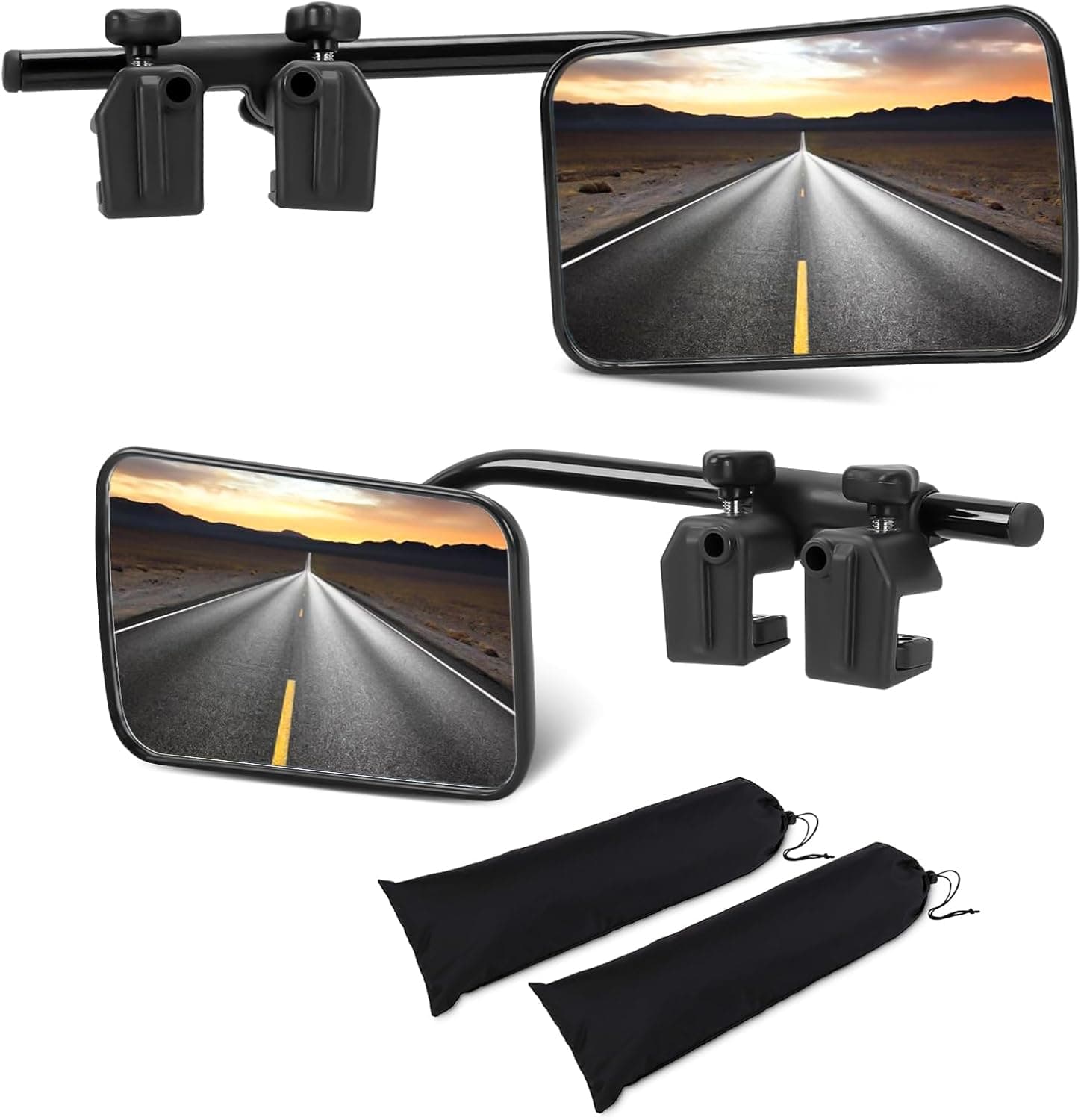 Universal Clip on Towing Mirror Extensions, Side Mirror Extenders for Towing, 360° Rotation Adjustable Tow Trailer Mirrors with Clamp for Cars Vehicle SUV RV, 2PCS