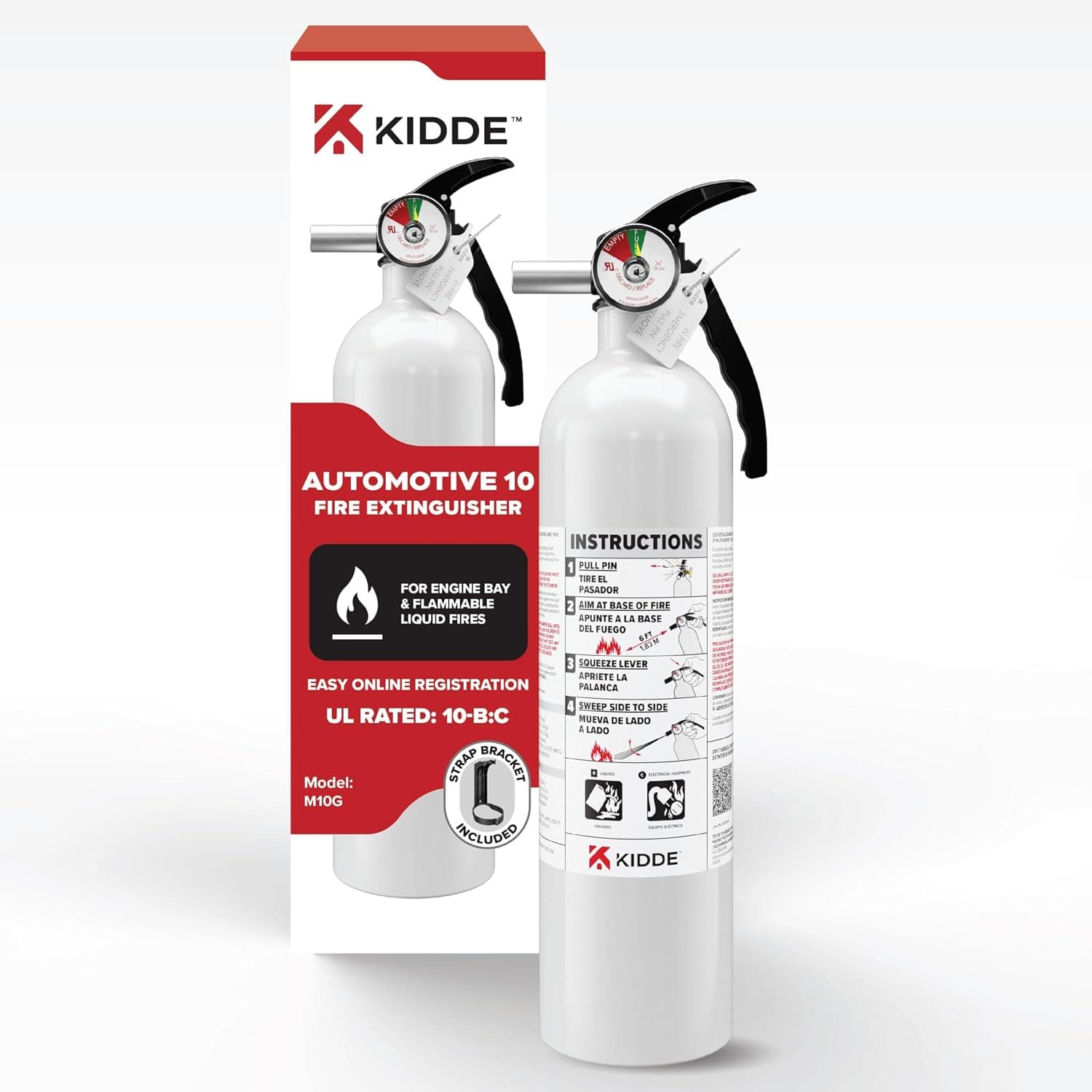 Kidde Auto 10 Fire Extinguisher for Cars and Trucks, 10-B:C, M10G, Motor Vehicle Extinguisher, 2.9 lb. Dry Chemical