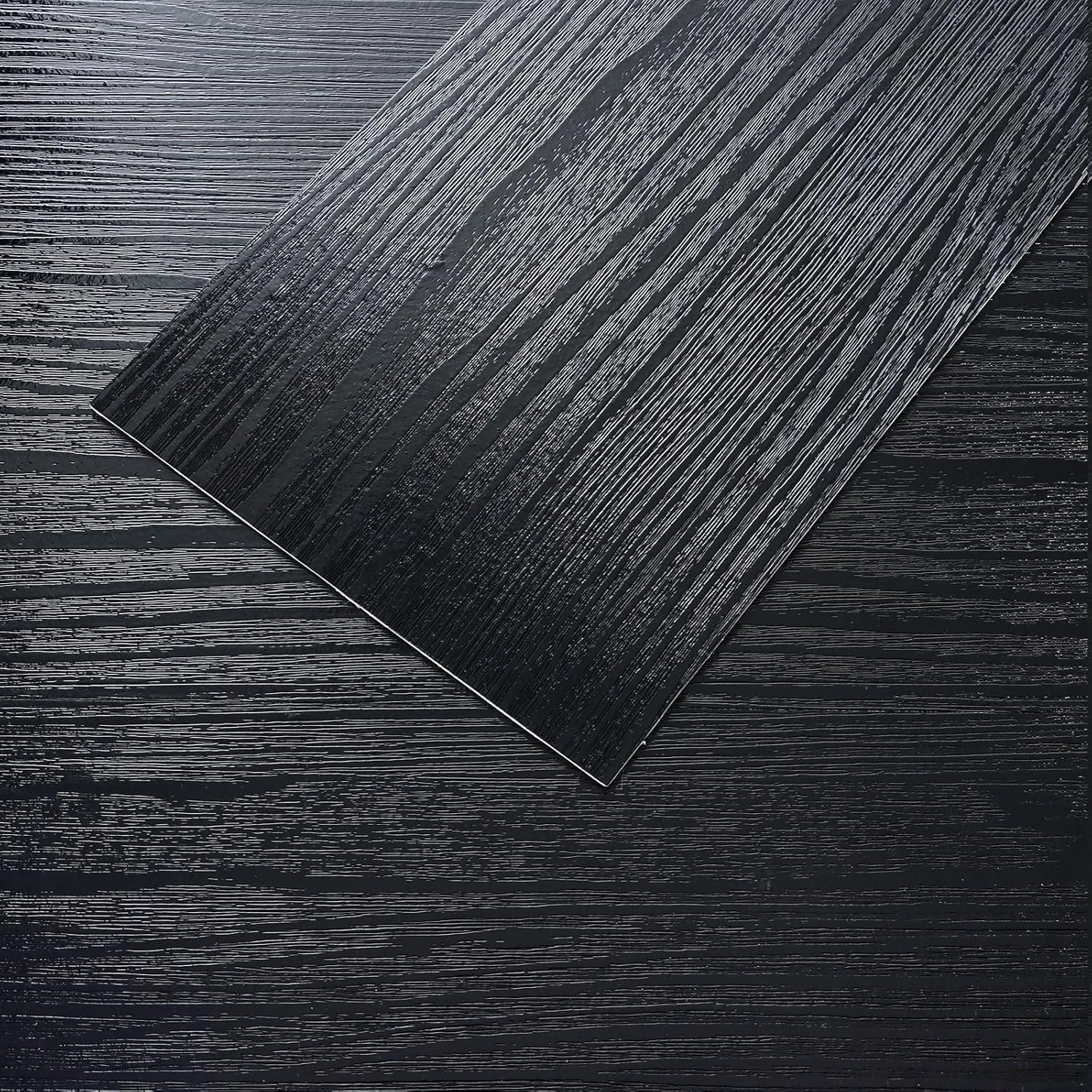 VEELIKE Black Vinyl Plank Flooring Peel and Stick, Waterproof Wood, Low Gloss Finish, 16-Pack 24 Sq. Ft, Adhesive Laminate 6x36
