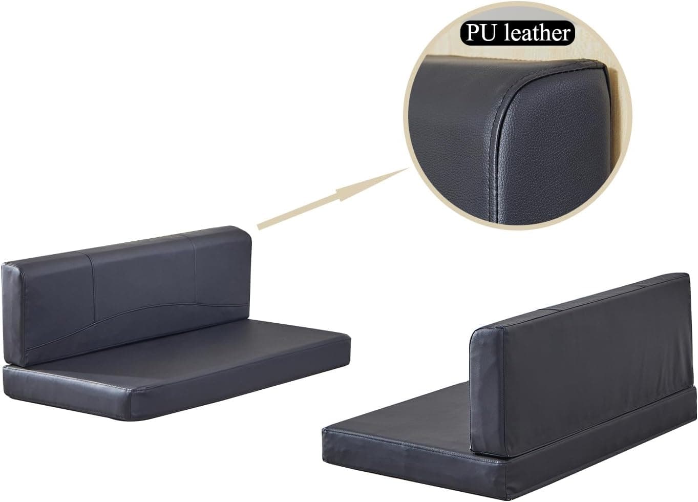 MICUSHION RV Dinette Cushions Replacement with Memory Foam Camper Seat Couch Cushion Travel Trailer Bed (Black, 44")