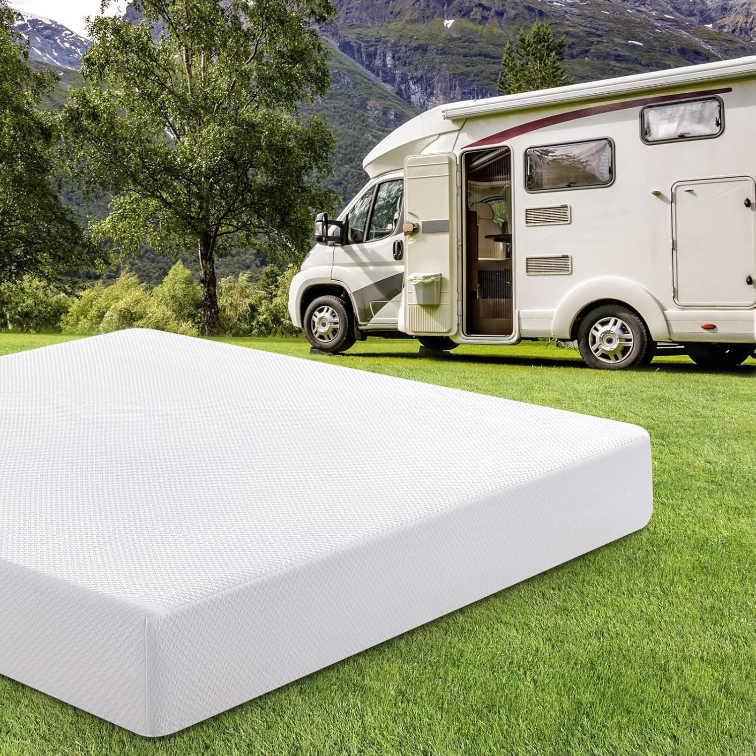 Vipbear Short Queen RV Mattress 10 Inch Memory Foam with Tencel Cover, Cooling Green Tea/Gel, Medium Firm, CertiPUR-US 75 x 60