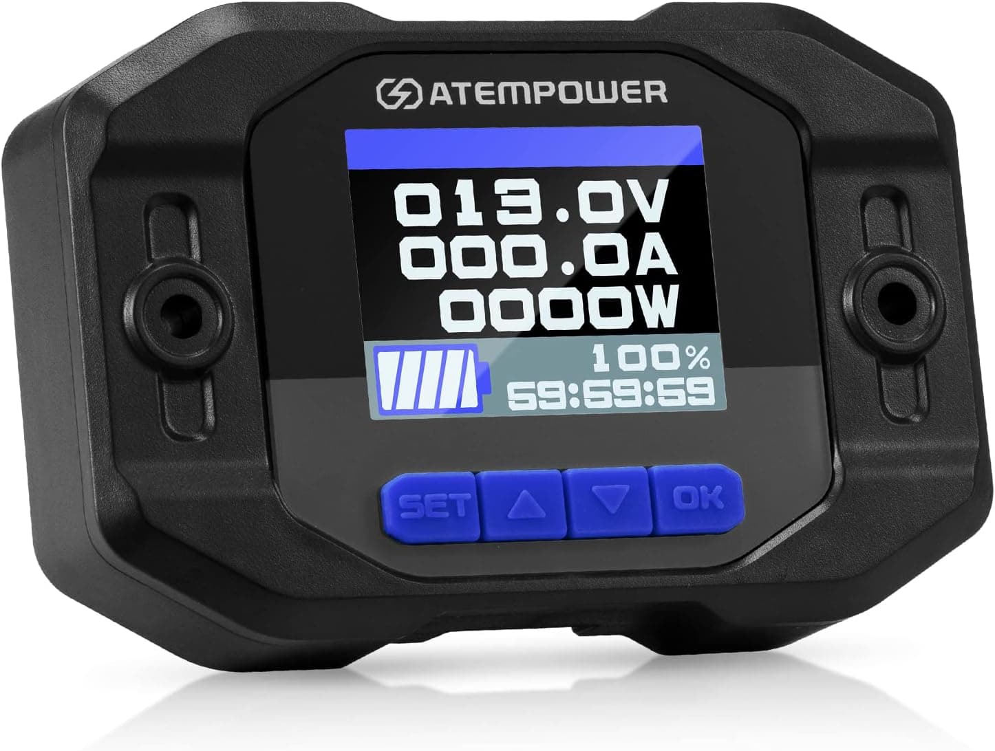 ATEM POWER 12V 100A Battery Monitor With Shunt Wire, Real-time Current Watt Monitor for RV, Lithium, Lead-Acid, AGM, Gel