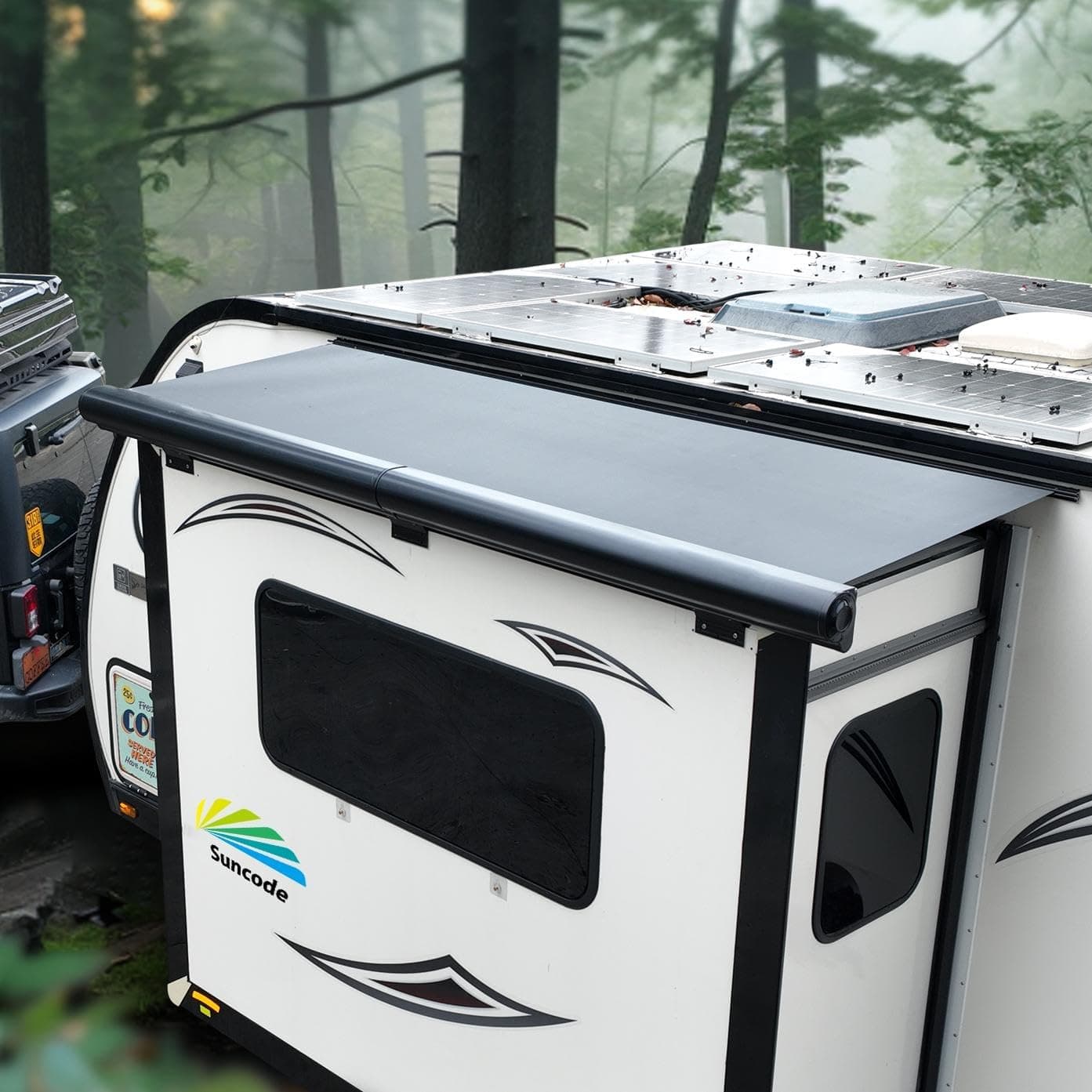 Suncode Full Cover Shell Slide Topper Awning Black Modular Designed RV Slide Out Awning Slide Out Protection for RVs, Travel Trailers, 5th Wheels, Motorhomes