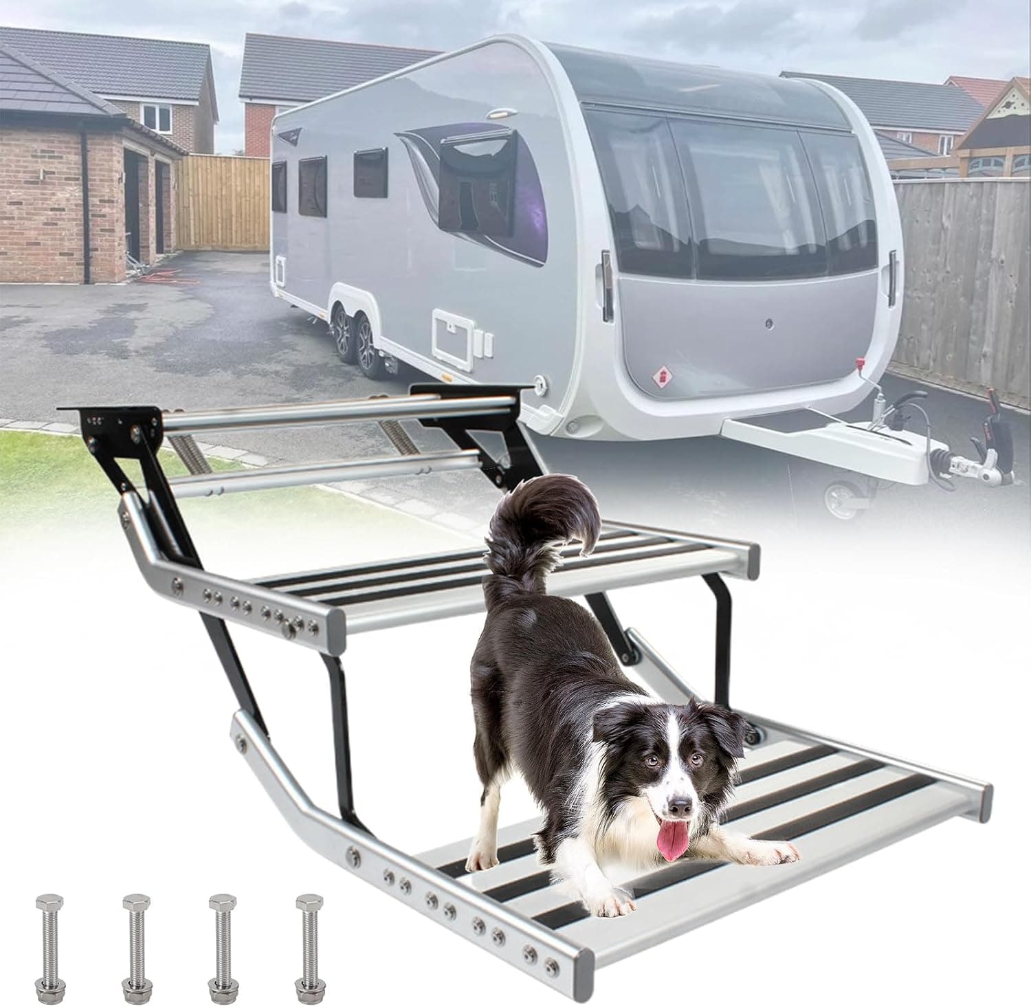 Electric/Manual RV Step, Folding RV Entry Steps, Heavy Duty Camper Stair Folding, Non-Slip Steps, 2 Step (Manual)