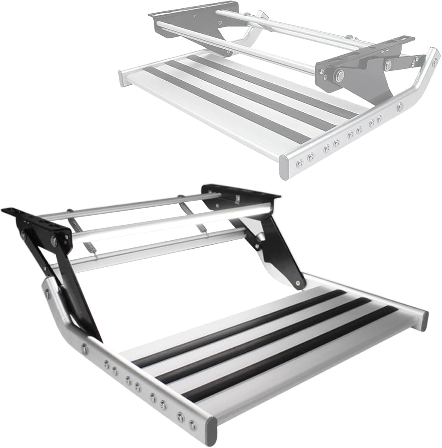 Heavy Duty RV Step, Folding RV Entry Steps, Camper Stair Folding with Non-Slip Rubber Feet, 1 Step (Manual) LED