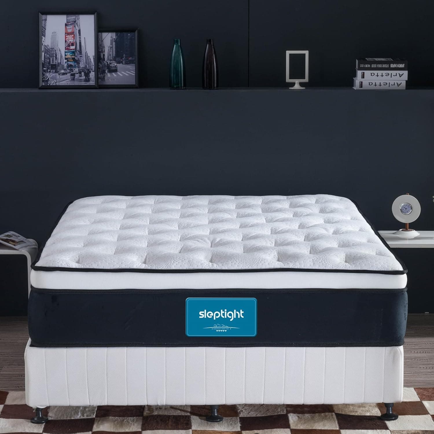 Sleptight Short Queen Mattress 12 Inch Pillow Top Hybrid RV Mattress in a Bag, Pocket Spring, Medium Firm