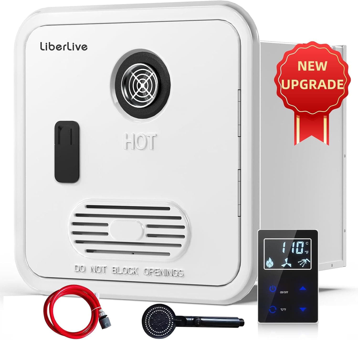 RV Tankless Water Heater, On Demand Instant Propane, DC 12V, 15x15 inch Door, 55000 BTU 3.9 GPM, CSA Certified