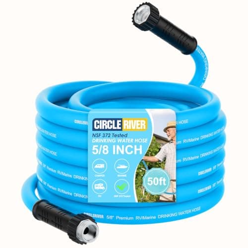 CircleRiver RV Water Hose 50FT 5/8" Premium RV Drinking Water Hose | BPA Free, Anti-Kink and Leak-Free, Drinking Water Safe-Blue