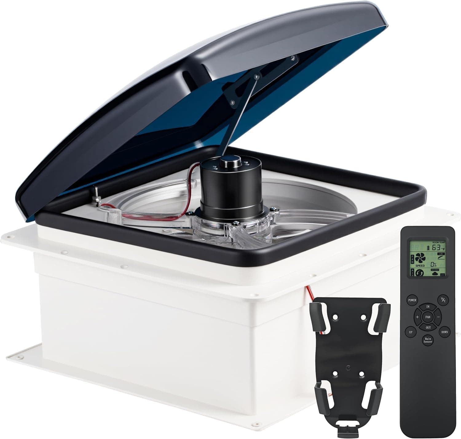 RVLOVENT RV Vent Fan 14x14, 10-Speed Roof Vent Fan with Remote Control & Rain Sensor, 12V RV Exhaust Fan