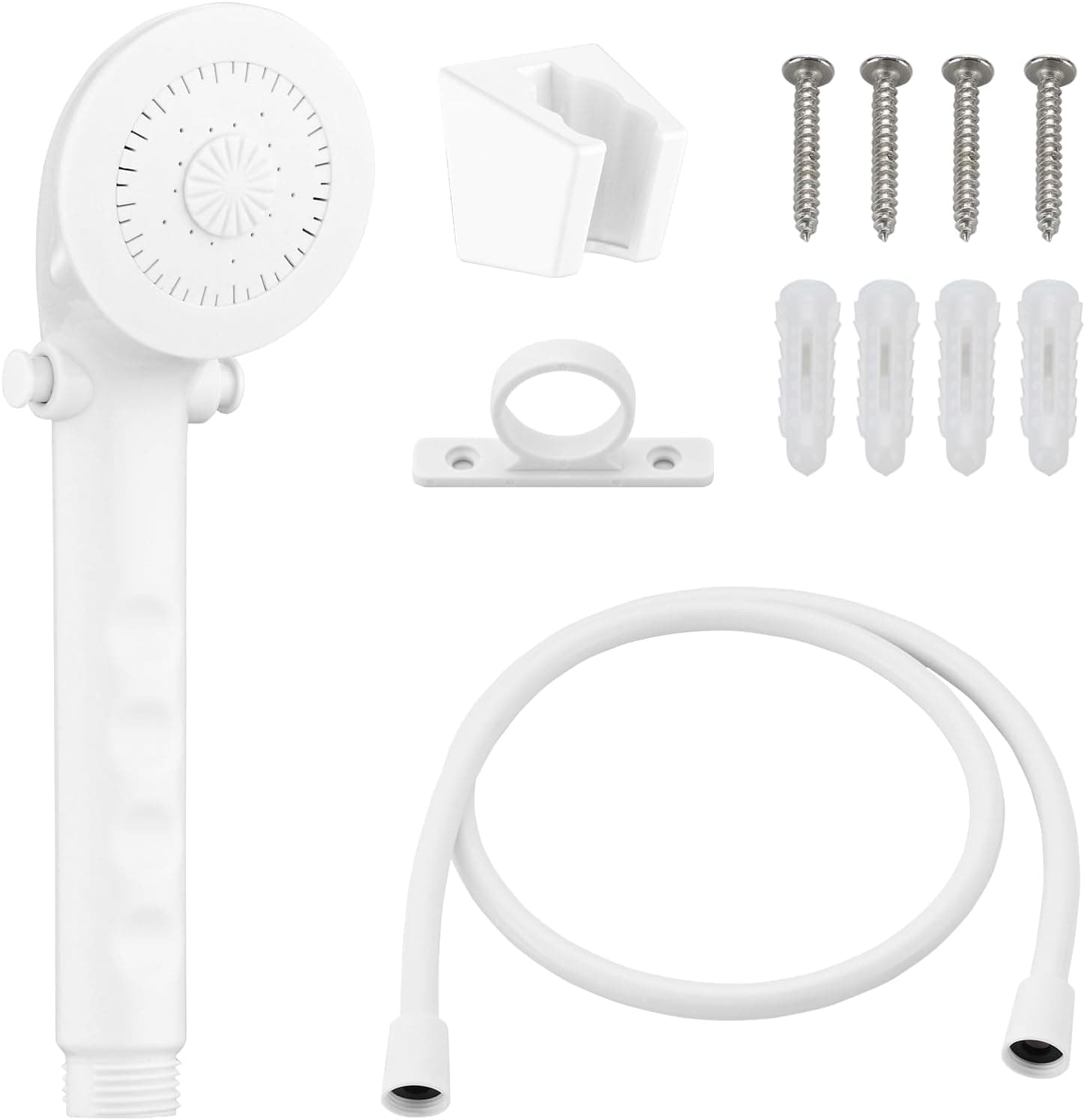 RV Shower Head with Hose, High Flow for RV/Campers, Water Saving with Pause Function, Handheld with Holder (White)