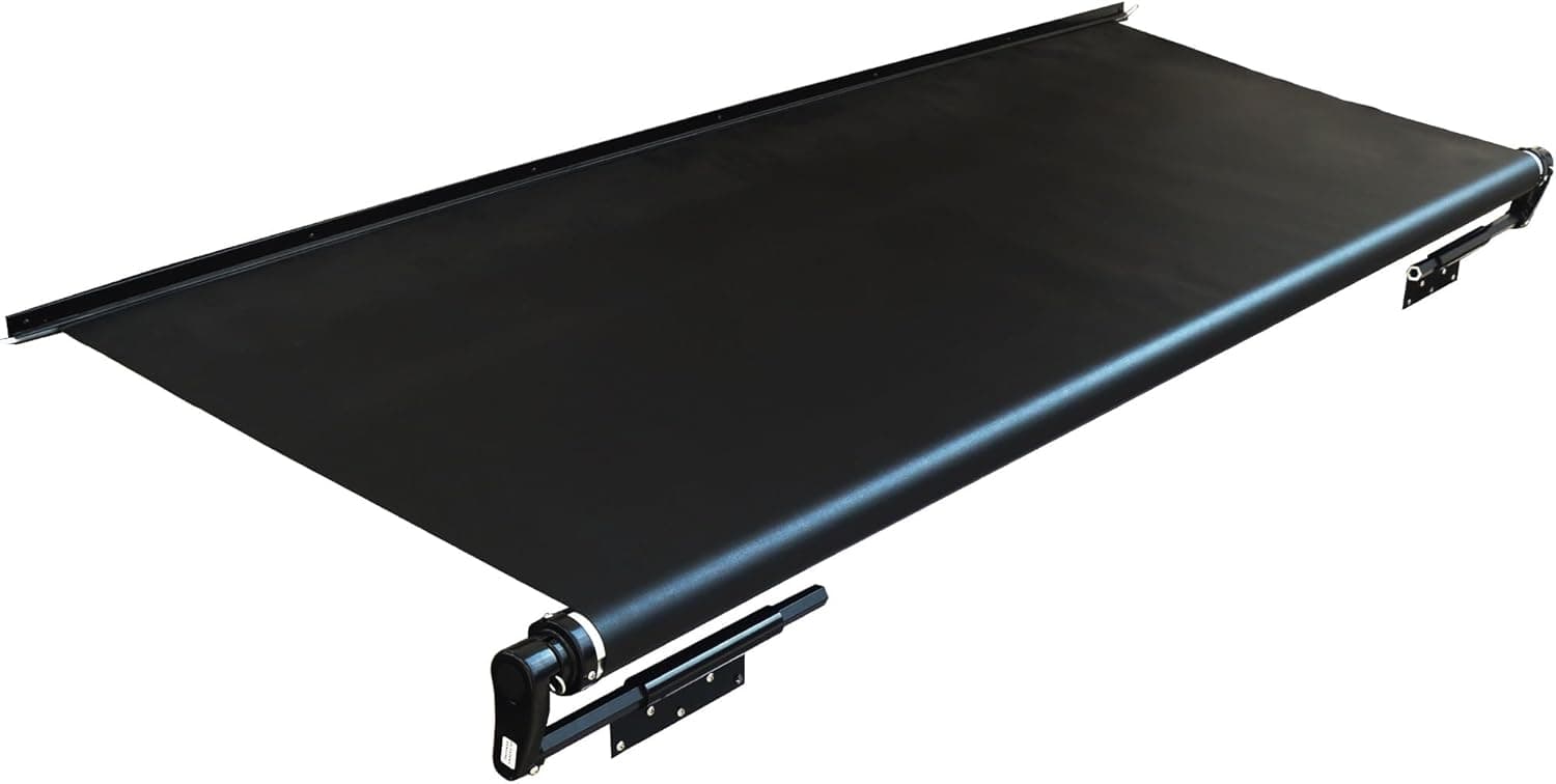 RVeaves Slide Topper Awning Slide Out Cover Plus Disassembly-Free Adjustment Mechanism with 49" Extension Full Kit, Black Solid, 15'6" (15'1" Fabric)