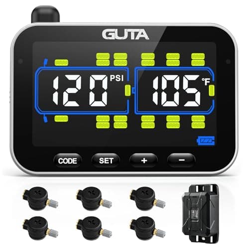 GUTA GT20 RV Tire Pressure Monitoring System, 6 Flow-Through Sensors