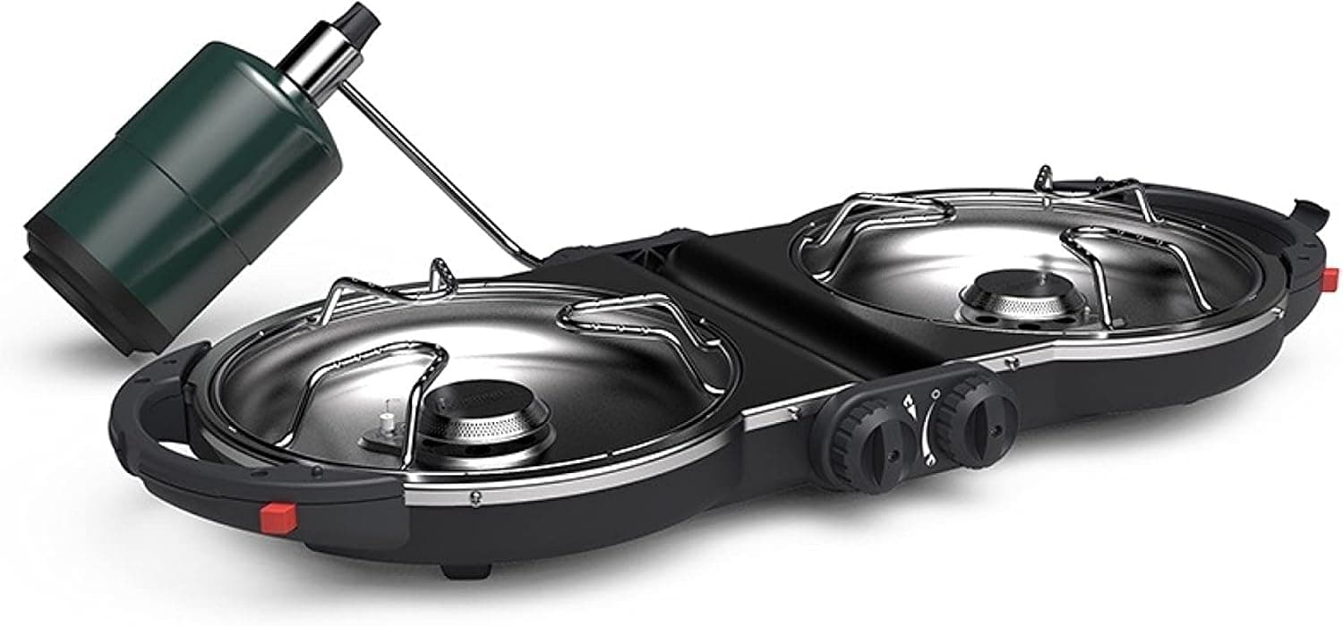 Coleman Fold 'N Go 2-Burner Propane Stove, Dual Adjustable Burners with 20,000 BTUs & InstaStart Ignition, for Camping Tailgating Grilling