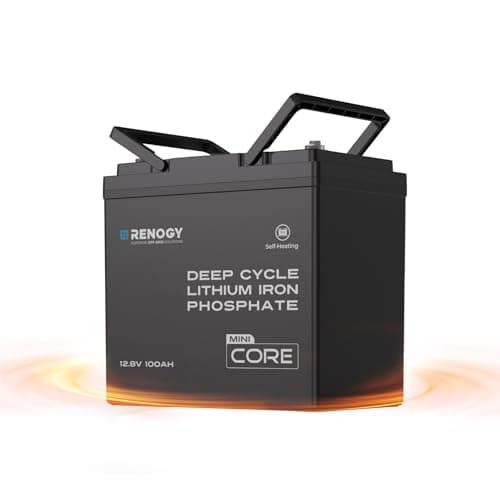 Renogy 12V 100Ah Lithium LiFePO4 Battery Self-Heating w/DuoHeat Tech, Built-in 100A BMS in Mini Size, Deep Cycle Batteries for Icefishing, RVs, Cabins, and Off-Grid Systems